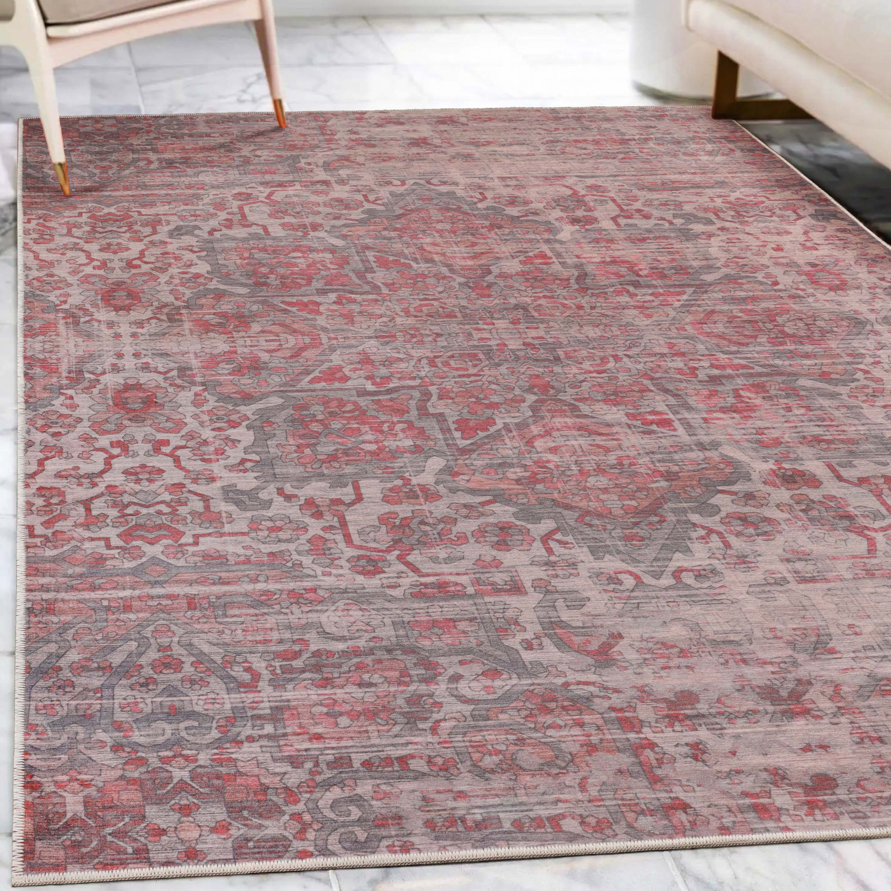 Boho Non-Slip Washable Indoor Area Rug - Soft Machine Washable Runner for Living Room, Bedroom, Dorm & Home Decor