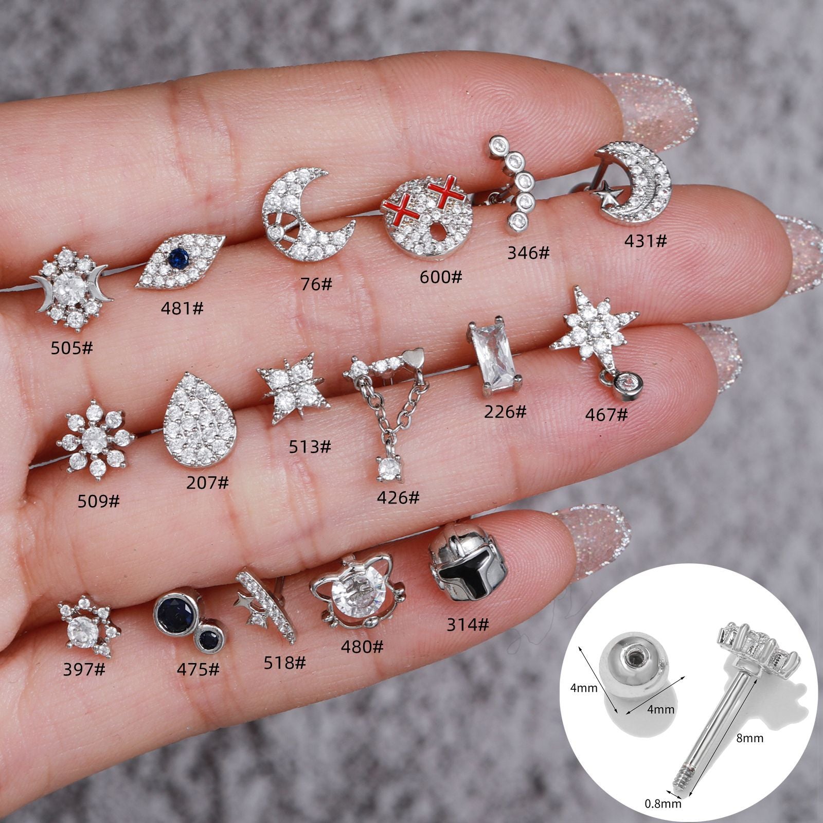 20G Rose Gold Cartilage Tiny Stud Emoji Tragus Piercings - Dainty Earrings for Helix, Daith, Conch | Perfect for Everyday Wear & Special Occasions