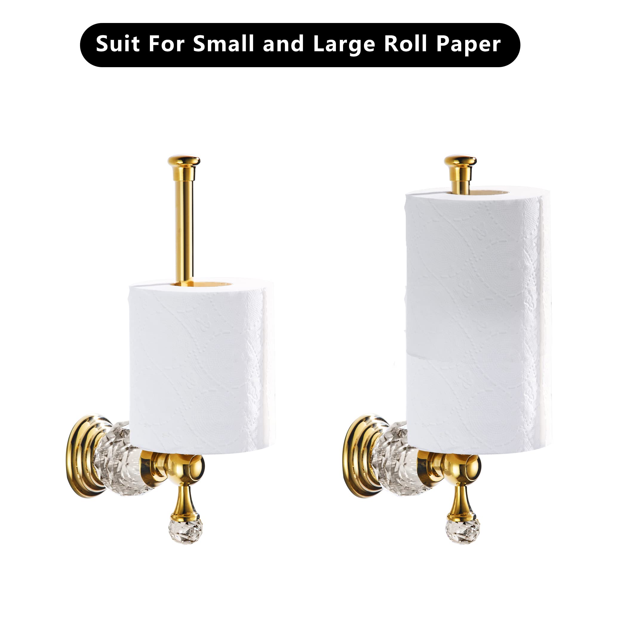 BATHSIR Gold Crystal Toilet Paper Holder - Modern Zinc Alloy Wall Mounted Bathroom Tissue Roll Hanger - Perfect for Luxury Home, Hotel & Spa Decor