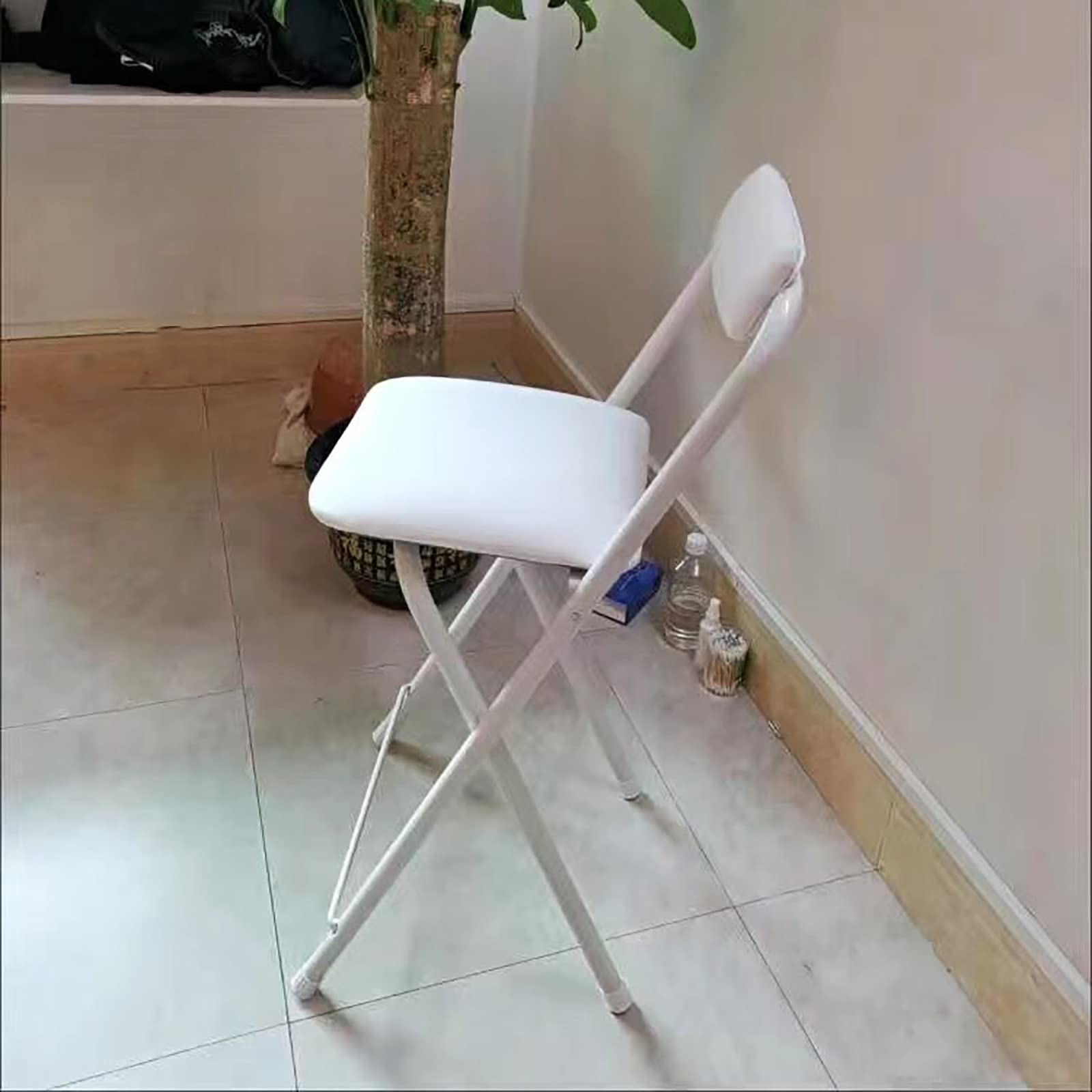 Foldable Padded Bar Stool with Backrest & Footrest - Counter Height Adjustable Stool for Kitchen, Game Room, Bar, or Outdoor Use - Space Saving Collapsible Design (1 PC)