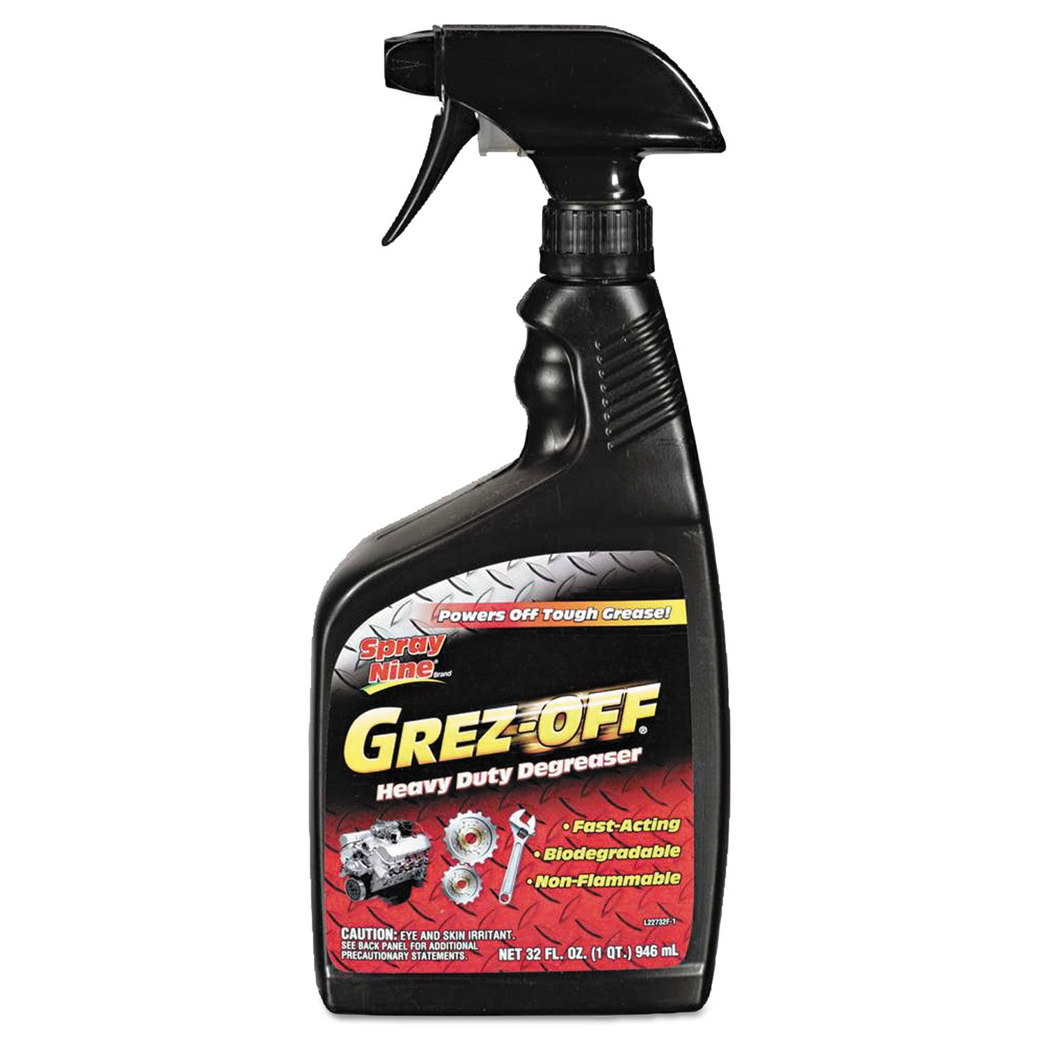 Spray Nine 22732 Grez-Off Heavy-Duty Degreaser - 32oz Spray Bottle (Pack of 12) - Industrial Strength Cleaner for Garage, Kitchen, Workshop & Auto Repair