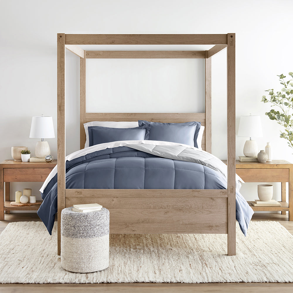 Reversible Down Alternative Comforter Set - All-Season Hypoallergenic Bedding with Duvet Cover - Perfect for Master Bedroom, Guest Room & Dorm Comfort