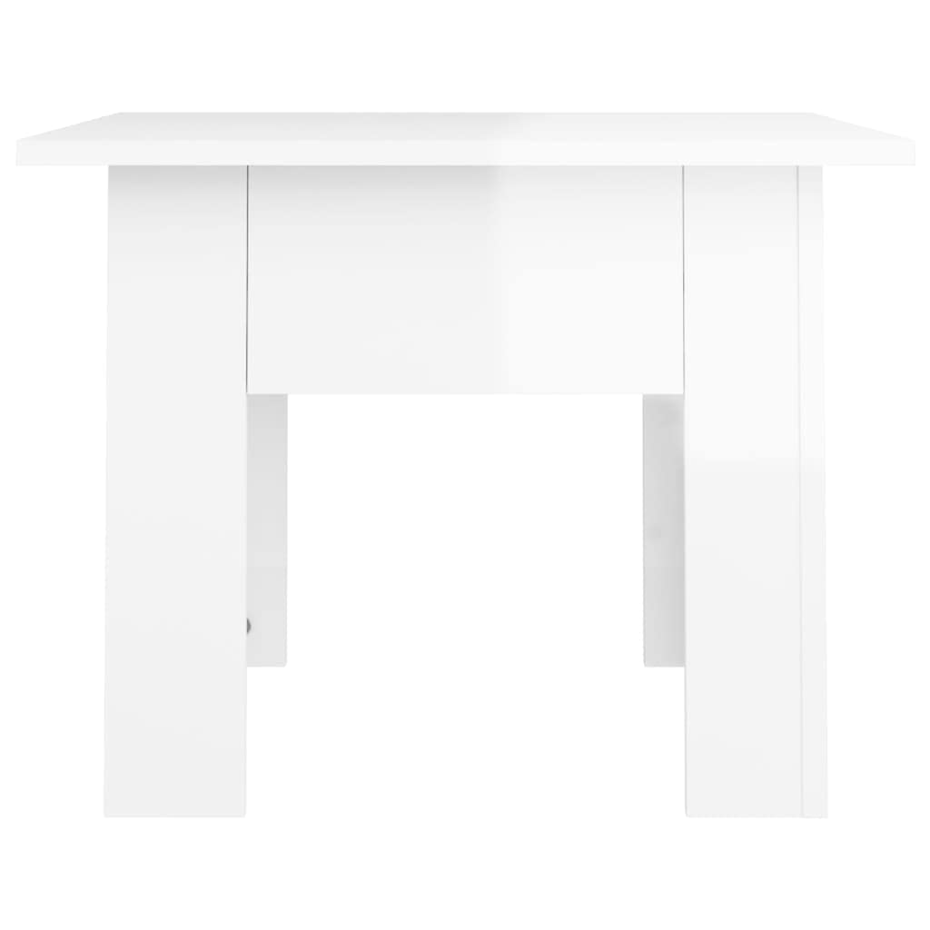 Modern Square Coffee Table for Living Room - High Gloss White 21.7