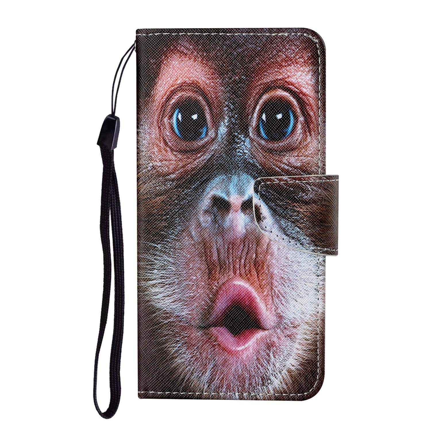 Samsung Galaxy S20 FE Phone Case - Leather Wallet Flip Cover with Magnetic Closure, Card Slot & Stand Function, Painted Animal (Monkey) Design - Perfect for Daily Use, Travel & Business Meetings