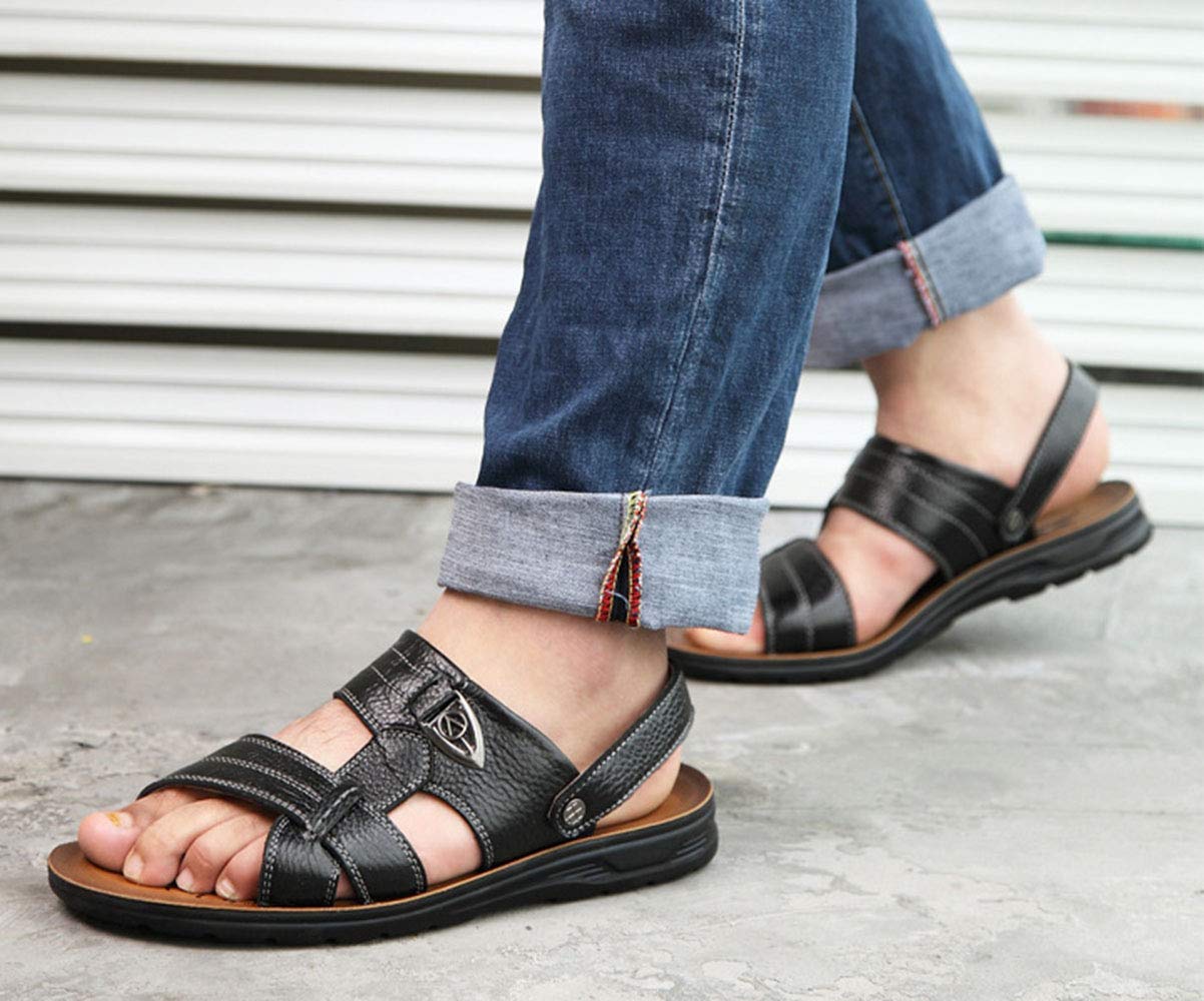 Men's Open Toe Leather Casual Sandals - Breathable Slingback Slippers for Beach, Pool & Water Activities - Comfortable Summer Footwear in Small & Large Sizes