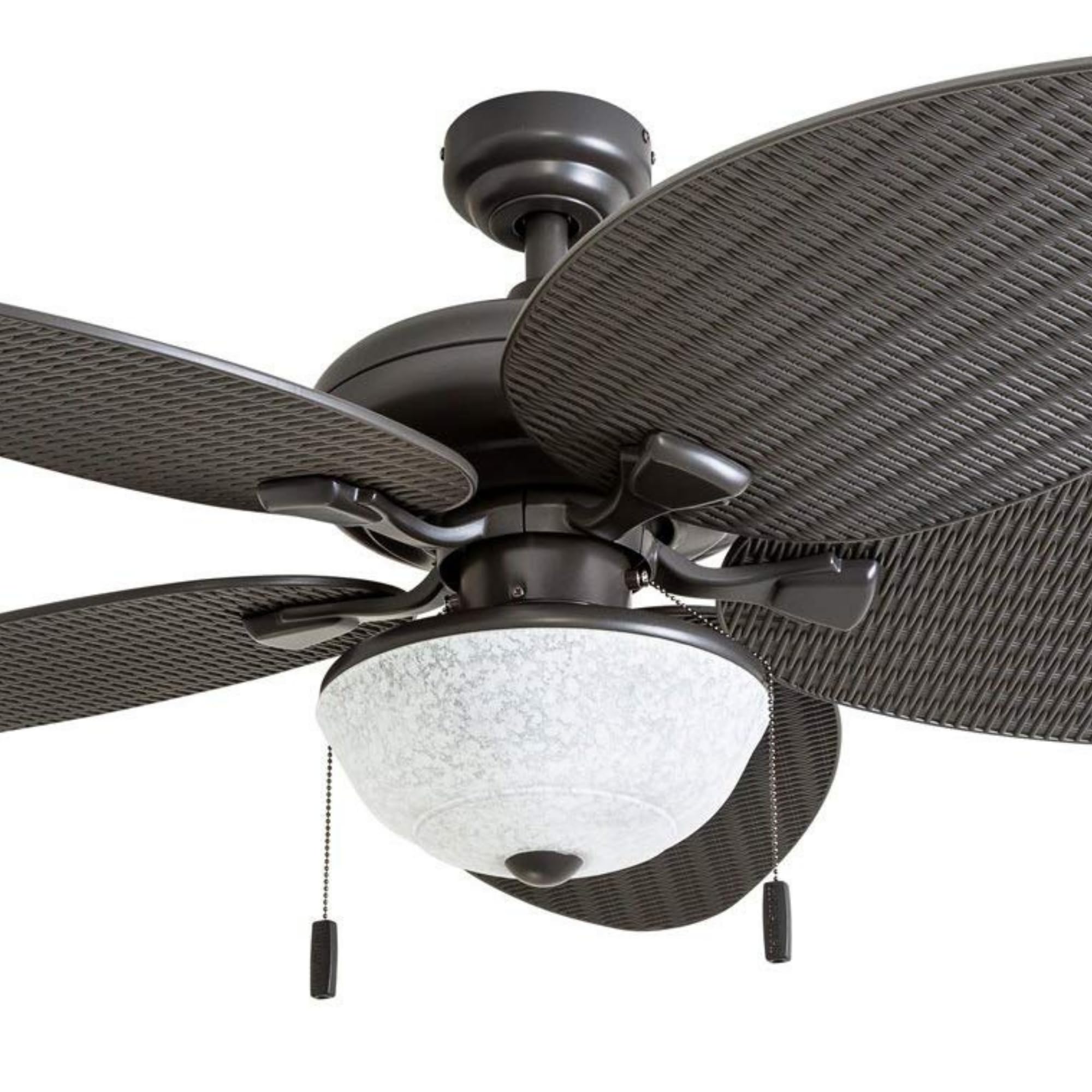 Honeywell 52 Inch Tropical Indoor Outdoor Ceiling Fan with Light Kit, Pull Chain Control, 3 Mounting Options & Weather-Resistant Blades - Bronze (Model 50510-01) - Perfect for Patio, Living Room, Bedroom and Covered Outdoor Spaces