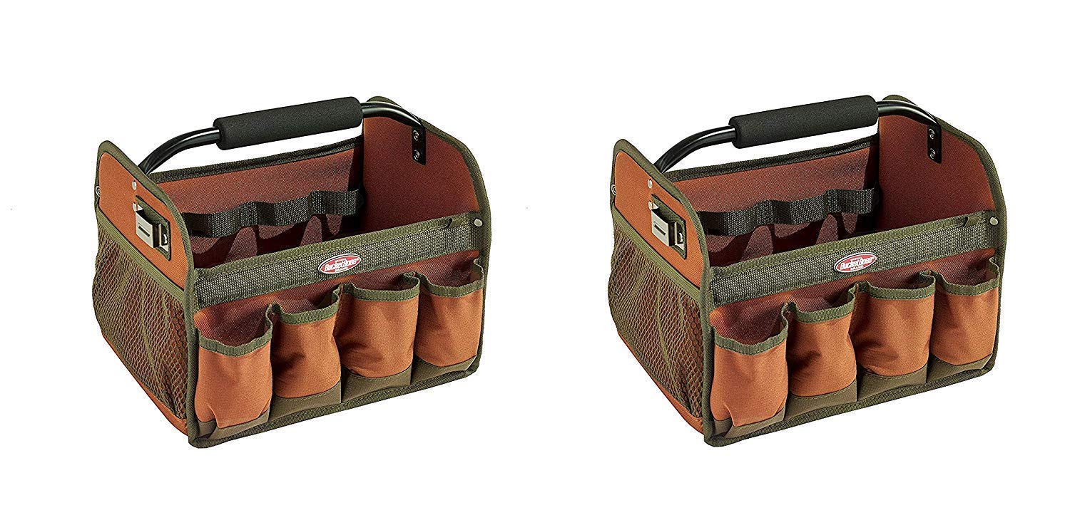 Bucket Boss Gatemouth Tool Tote - Heavy Duty Brown Tool Bag (Pack of 2) - Perfect for Construction, Plumbing & DIY Projects | Model 70012