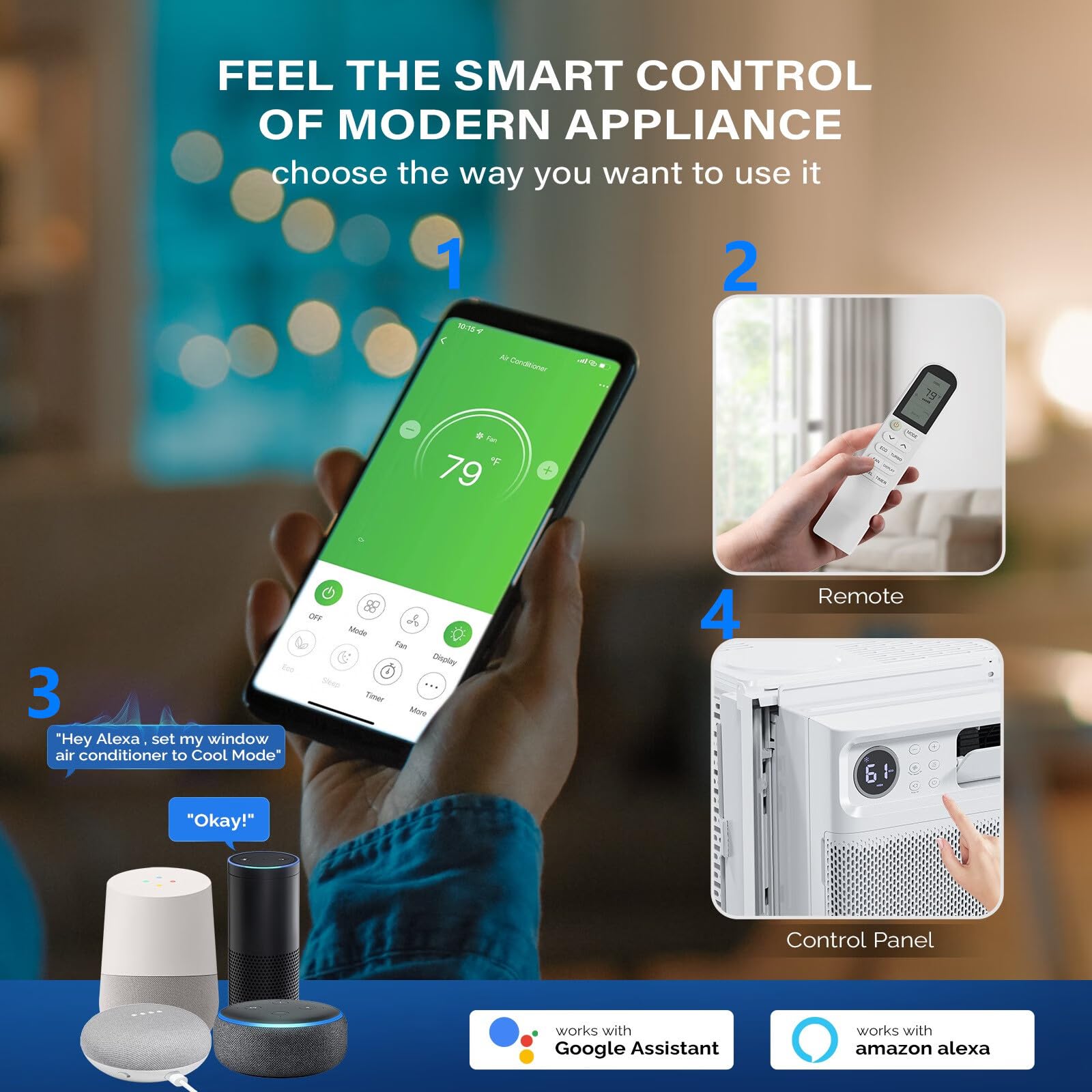 Bonnlo 8000 BTU Smart WiFi Window Air Conditioner with Inverter Technology - Energy Efficient Cooling for Small Rooms (115V/60Hz) - APP & Voice Control, Timer, Easy Installation with Pre-Installed Side Panels - Perfect for Bedrooms, Home Offices & Apartments