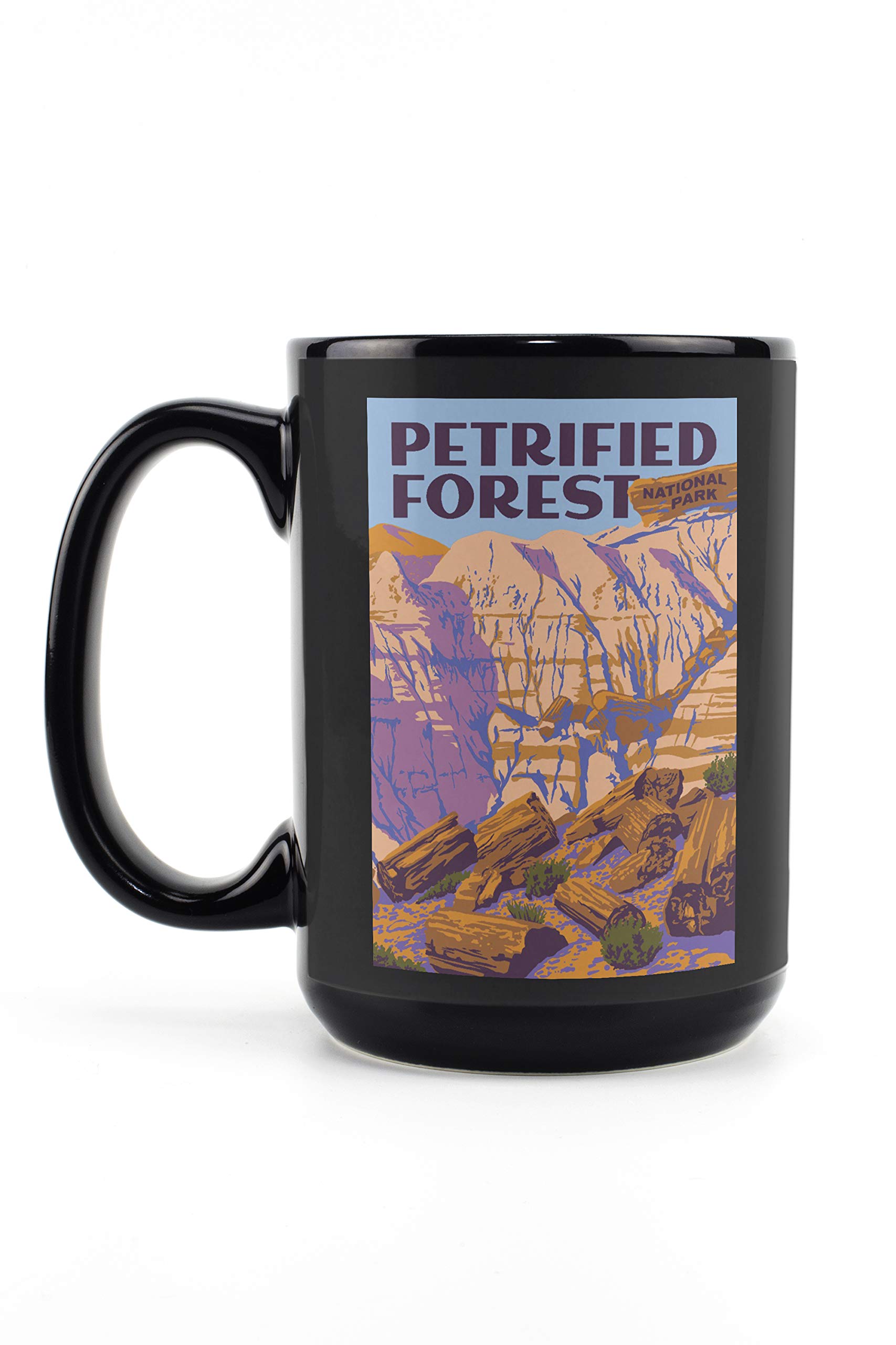 Lantern Press Petrified Forest National Park Explorer Series Mug - 15oz Black Ceramic Coffee & Tea Cup - Dishwasher & Microwave Safe - Perfect for Camping, Office & Home Use