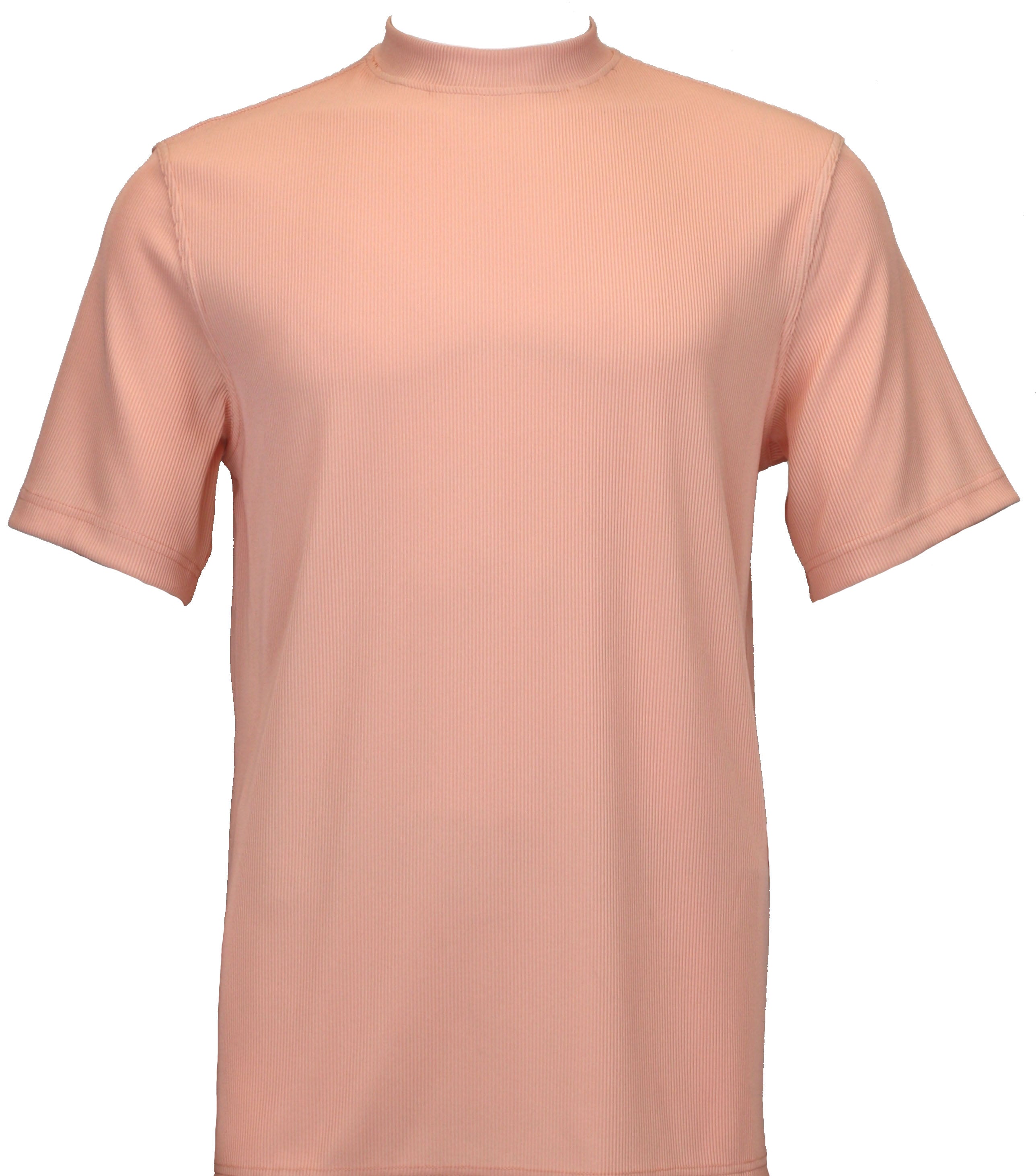 Bassiri Short Sleeve Mock Neck Peach T-Shirt 218 - Stylish Casual Wear for Men, Perfect for Summer Outfits and Everyday Comfort