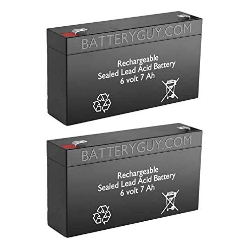 CF-6V6 Replacement 6V 7Ah SLA Rechargeable Battery - 2 Pack for Emergency Lights, Security Systems & Power Backup