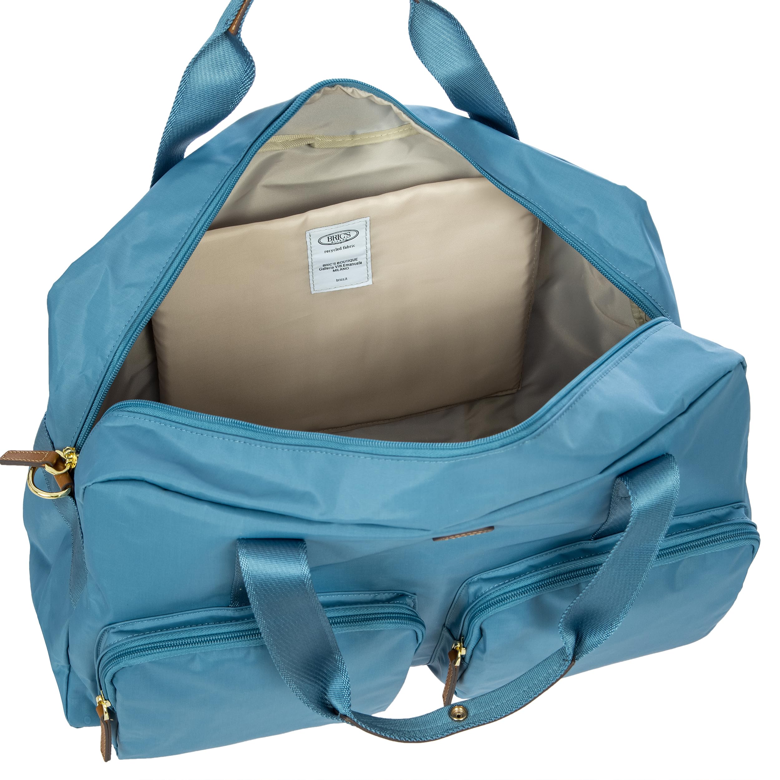 Bric's X-BAG 18-Inch Cargo Duffle Bag - Premium Water-Resistant Travel Duffel with Luggage Sleeve - Carry On & Weekender Bag for Men & Women - Durable Satin Nylon - Sky Blue - Perfect for Gym, Business Trips & Weekend Getaways