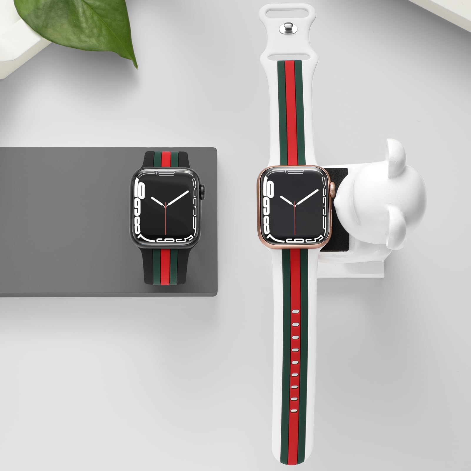 2 Pack Soft Silicone Sport Bands Compatible with Apple Watch 38mm 40mm 41mm 42mm 44mm 45mm 46mm 49mm - for Apple Watch Ultra 2/Series 10/9/8/7/SE/6/5/4/3/2/1 - Comfortable & Durable Strap for Men & Women - Perfect for Workouts, Running & Daily Wear