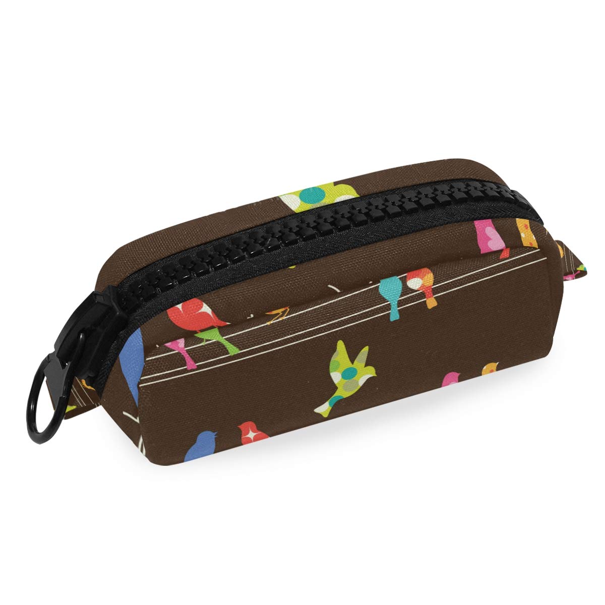 FengJu Large Capacity Pencil Case with Zipper - Cosmetic Makeup Bag & Pen Pouch for School, Office, Travel - Perfect for Teens, Students & Professionals (Birds on Wires Design)
