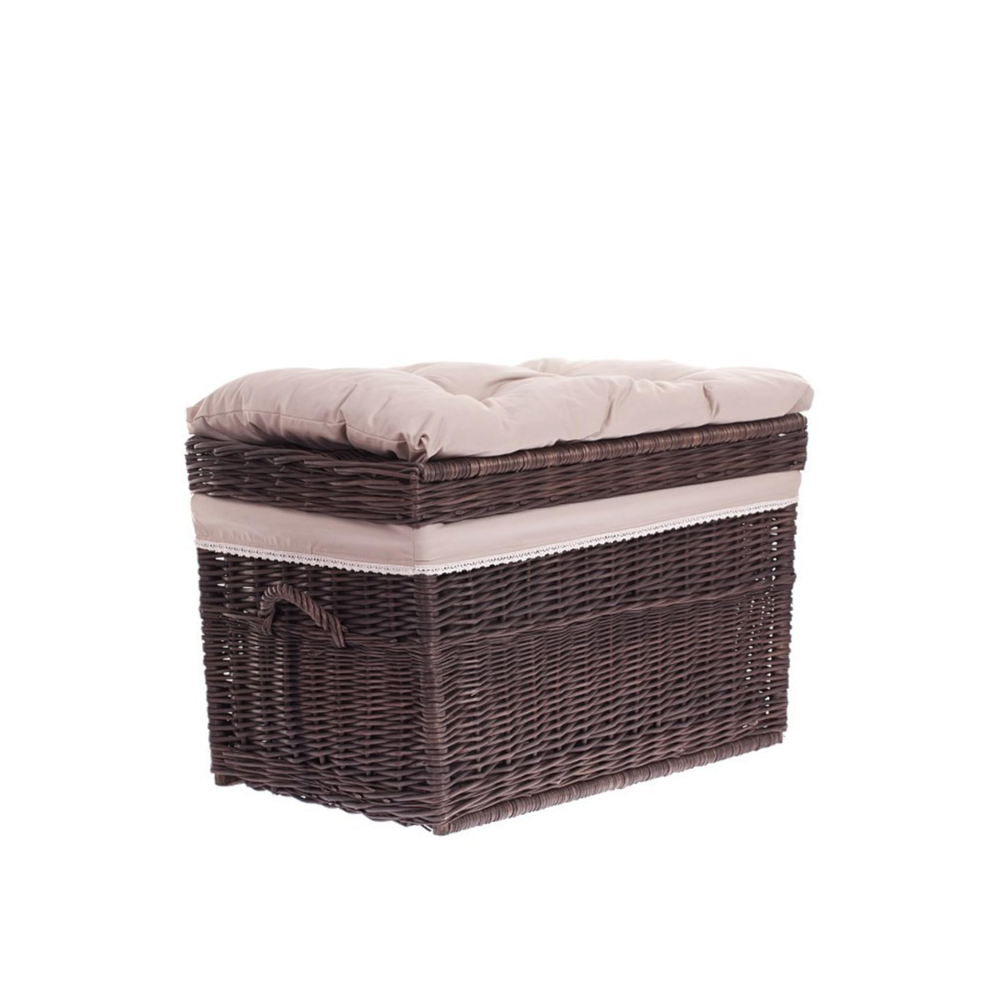 Natural Willow Laundry Basket - Gloss White Storage Chest for Linen, Clothes & Toys | Eco-Friendly Woven Hamper for Bedroom, Nursery & Bathroom Organization