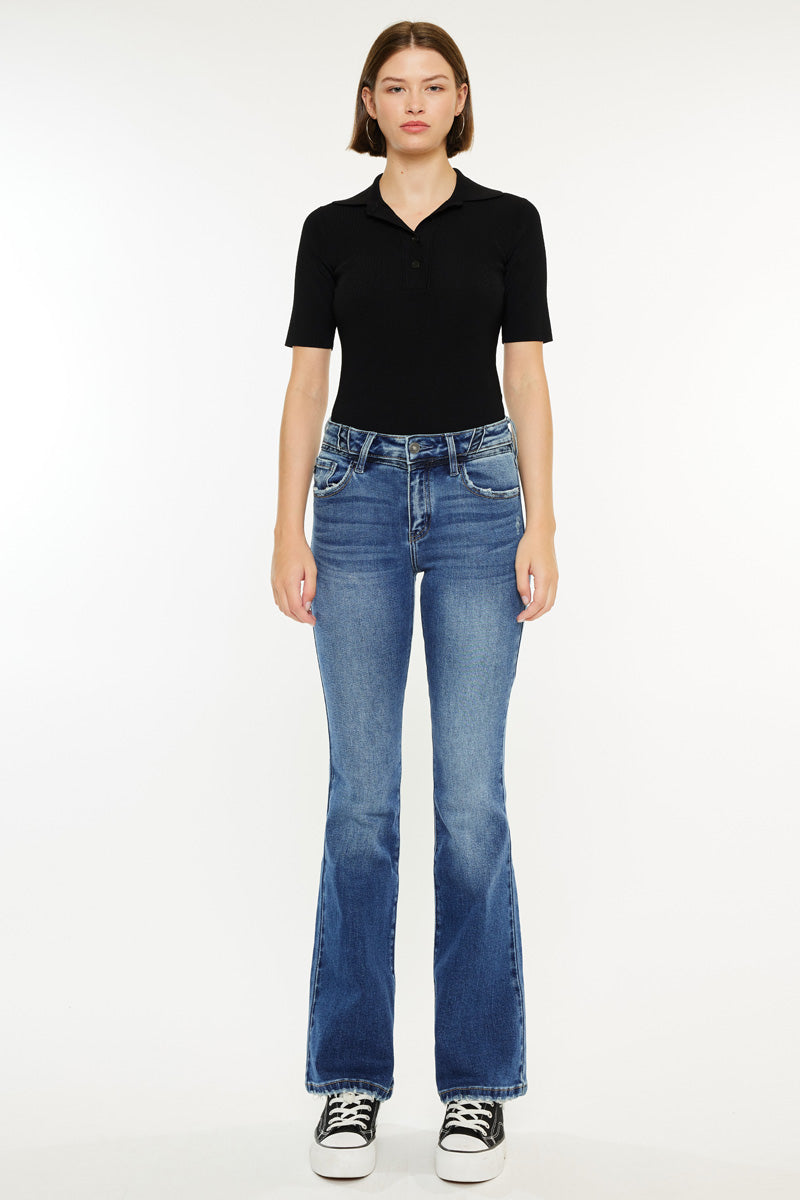Marline Mid Rise Flare Jeans for Women - Stretchy Denim Pants with Comfortable Fit - Perfect for Casual Wear, Office & Weekend Outfits