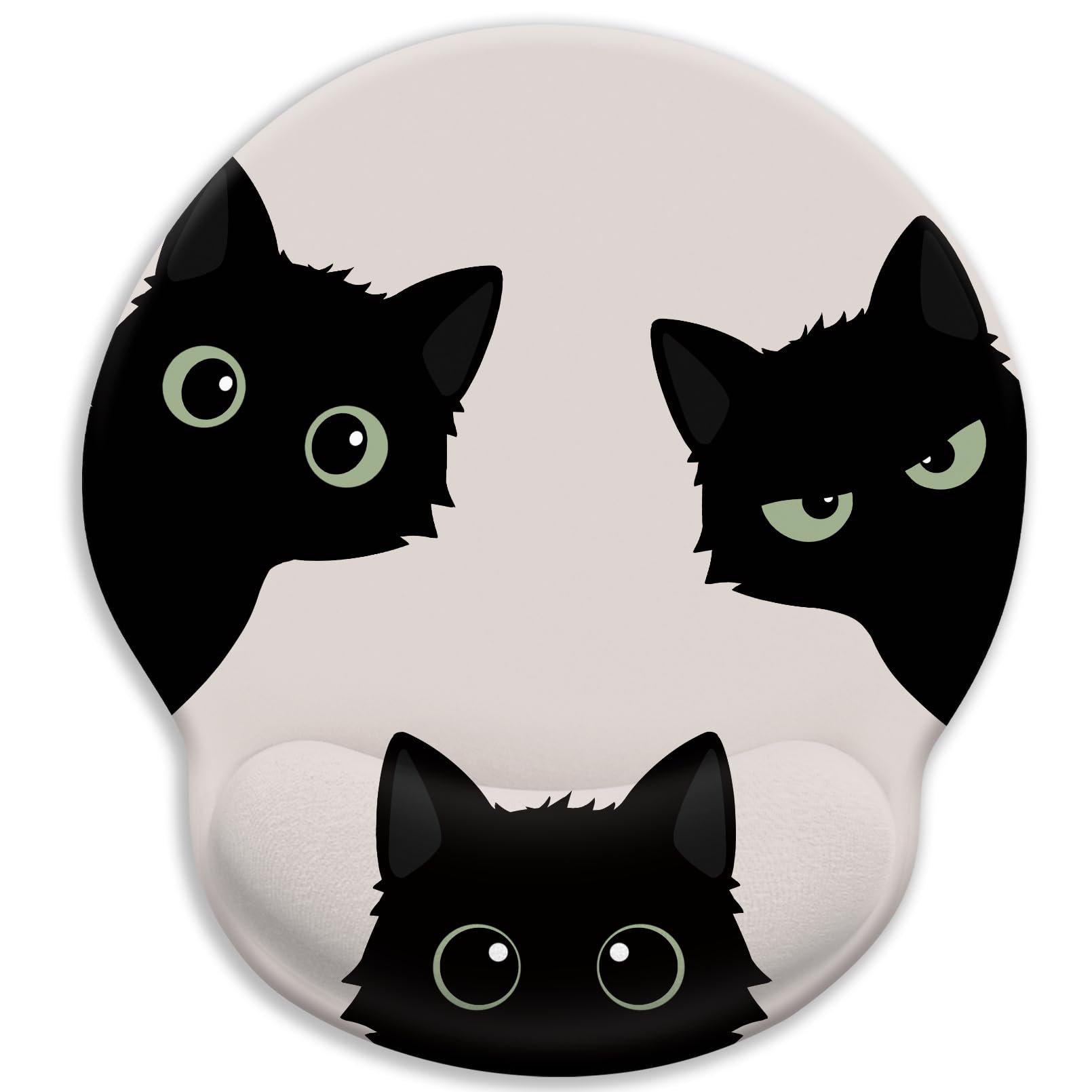Ergonomic Cat Mouse Pad with Wrist Rest - Non-Slip Gaming Mousepad for Pain Relief, Cute Black Cat Design Office Desk Accessories (Perfect for Work, Gaming & Home Office Decor)