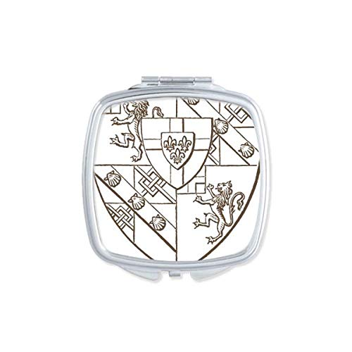 DIYthinker Baroque Lion Shell Shield Design Compact Mirror - Double Sided Portable Pocket Makeup Mirror for Travel, Purse & Vanity Use