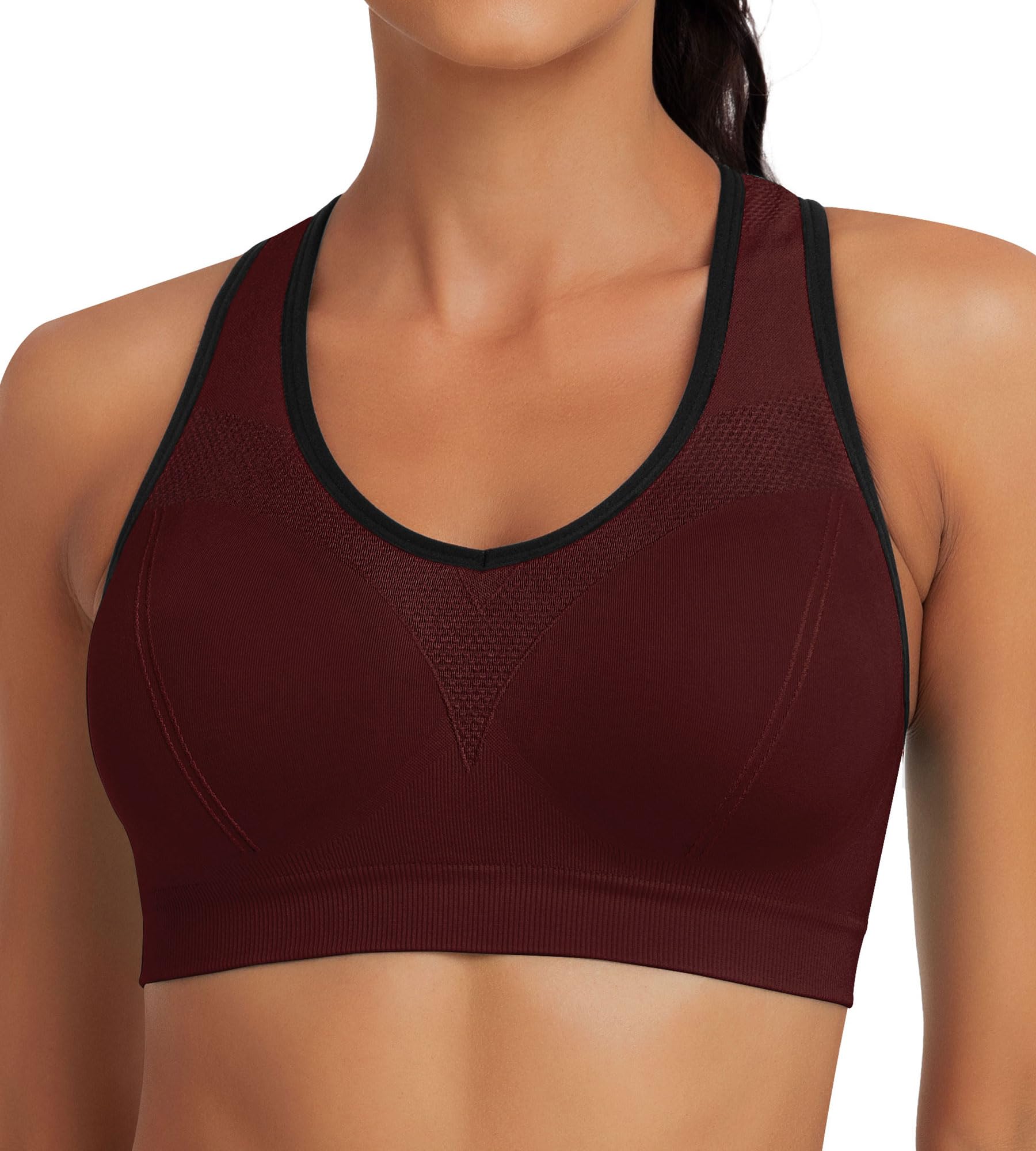High Impact Racerback Sports Bras for Women with Removable Pads - Supportive Workout Bra for Running, Yoga & Gym - Moisture Wicking Athletic Tank Top for Active Lifestyles