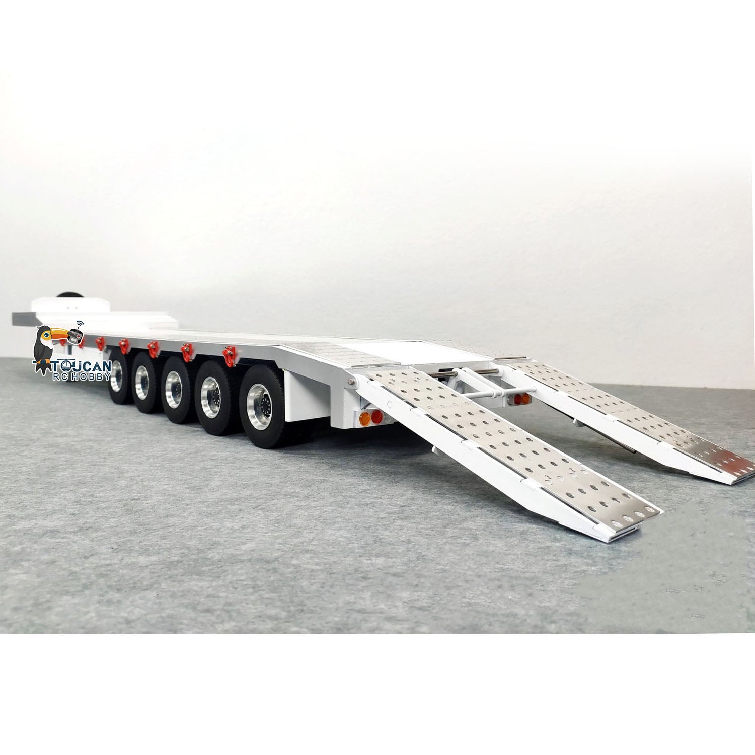 1/14 Scale RC Tractor Trailer with Electric Tailboard & Support Legs - Metal 5-Axle Remote Control Truck for Hobby Models (DIY Painted/Assembled) - Perfect for RC Car Enthusiasts & Collectors