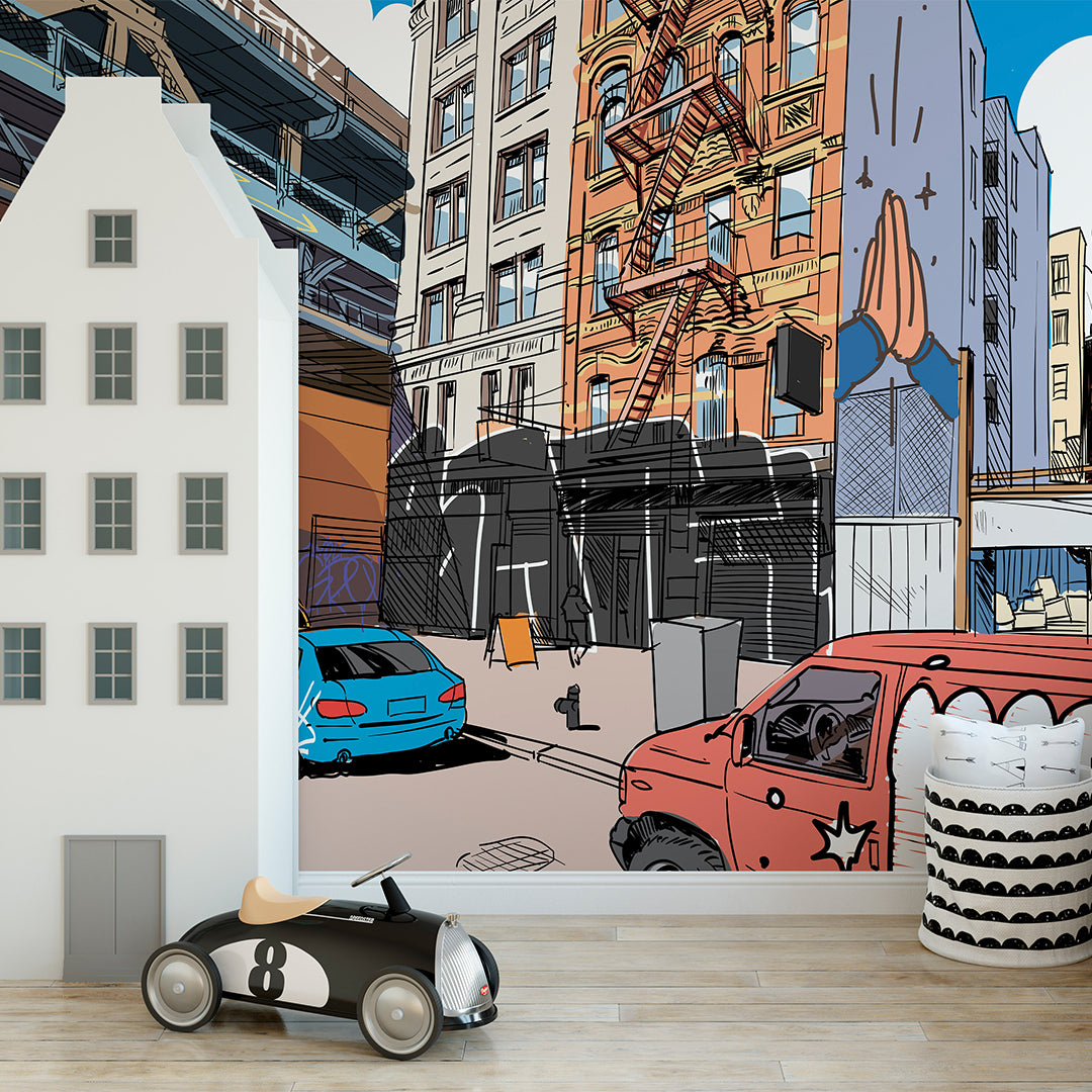 Street Comics Style Wall Mural CCM183 - Urban Pop Art Wallpaper for Bedroom, Living Room & Office Decor