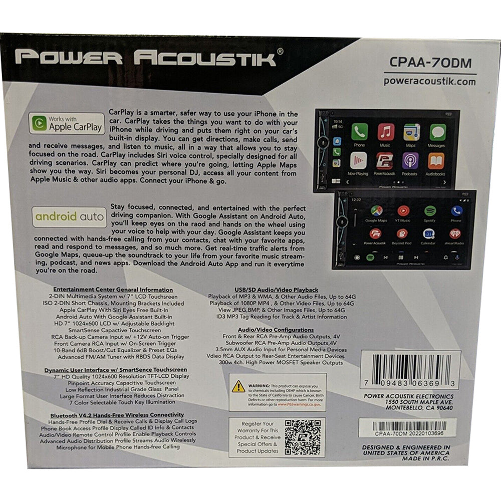 Power Acoustik CPAA-70DM 7 Inch Digital Multimedia Car Stereo Head Unit with Bluetooth, USB, AM/FM Radio - Perfect for Car Audio Upgrades & Road Trips
