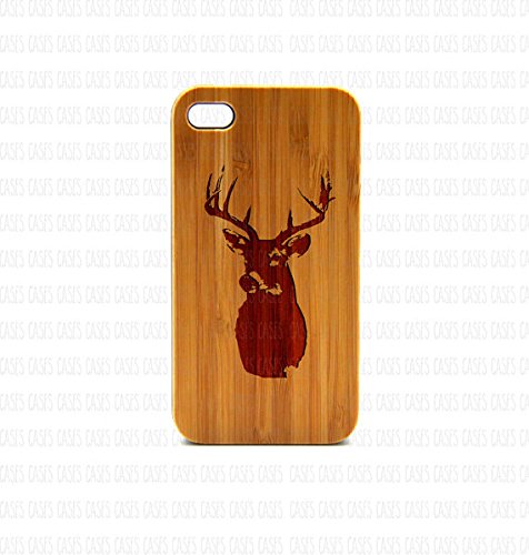Premium Real Wood iPhone 4 Case with Deer Head Design - Handcrafted Wooden Phone Cover for iPhone 4 - Perfect for Outdoor Enthusiasts & Nature Lovers (Hiking, Camping, Nature Photography)