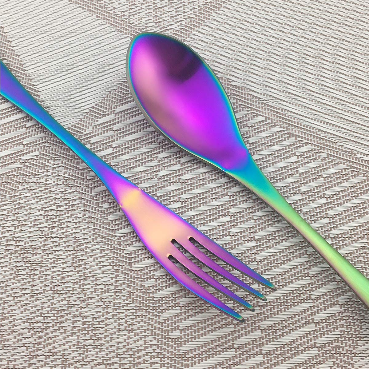 24-Piece Rainbow Silverware Set - Stainless Steel Flatware Service for 4, Elegant Matte Finish Cutlery Set with Knives, Forks & Spoons - Dishwasher Safe for Home, Restaurant & Party Dining