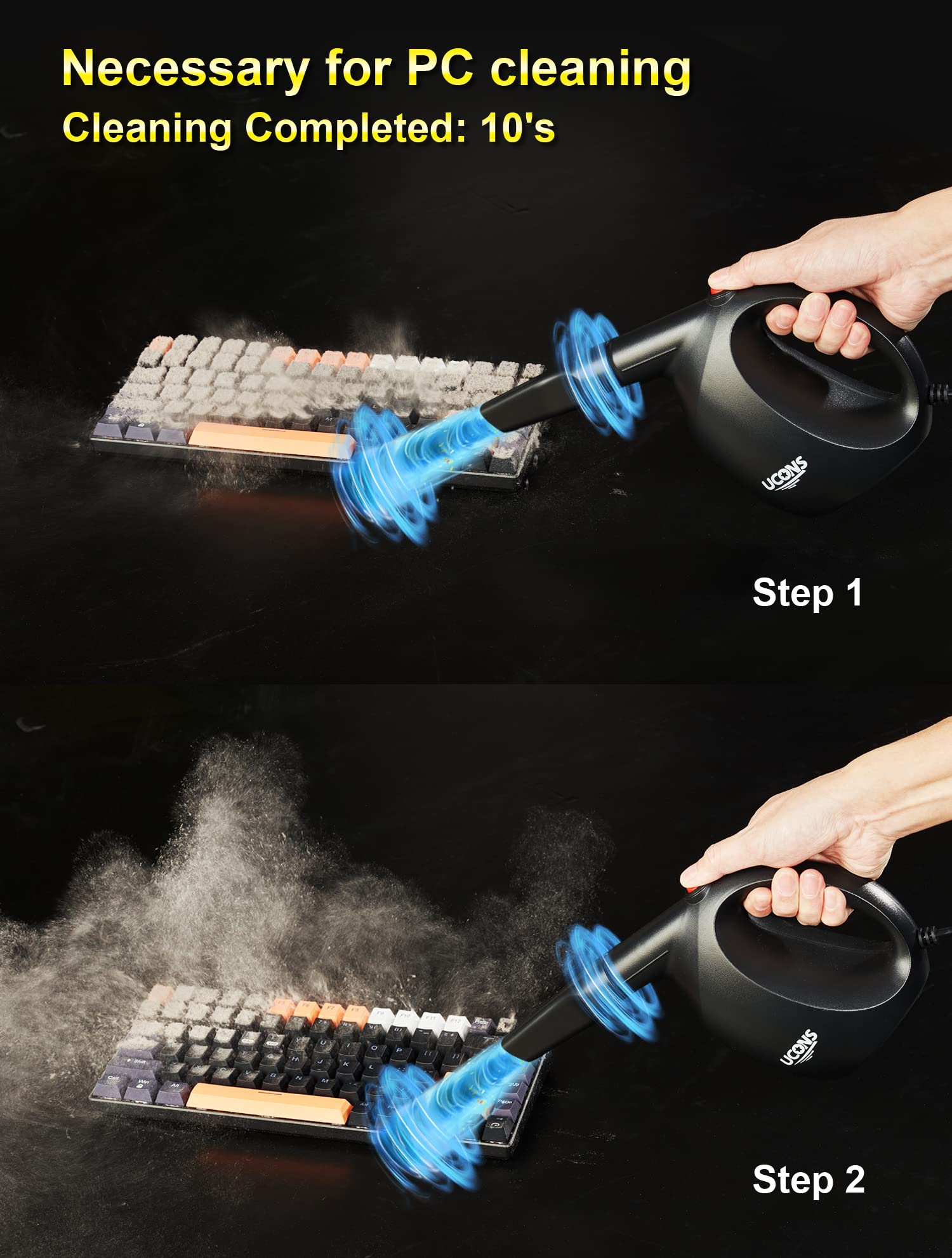 500W Electric Air Duster for Electronics - 31m/s High-Powered Cordless Keyboard Cleaner with Anti-Static Brush | 70% Quieter Than Compressed Air Cans | Reusable Air Blower for PC, Laptop, Camera & Office Cleaning