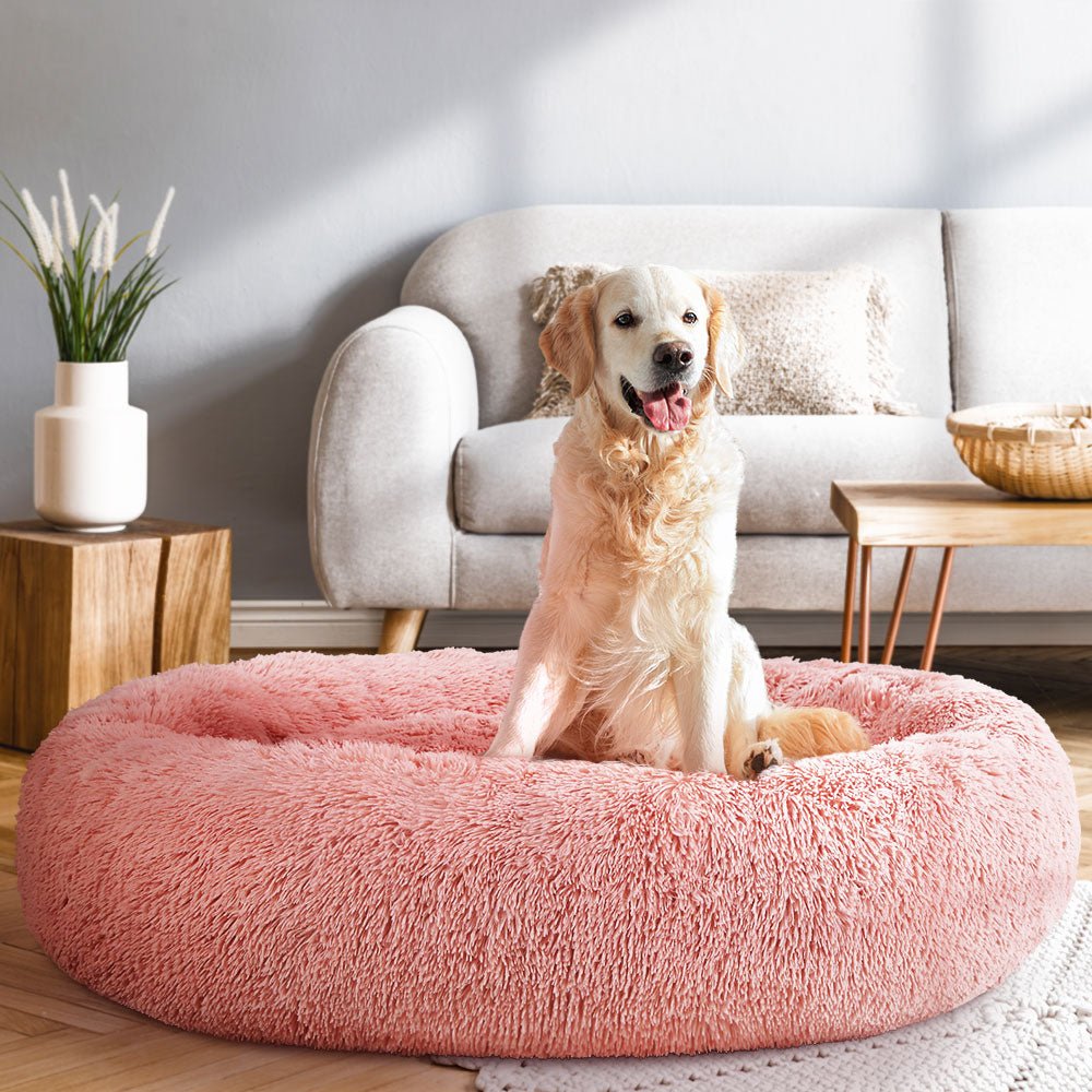 Premium Extra Large Dog Bed for Large Dogs & Cats - 110cm Orthopedic Pet Bed with Soft Plush Fabric (Pink) - Perfect for Living Room, Bedroom & Pet Crate Comfort