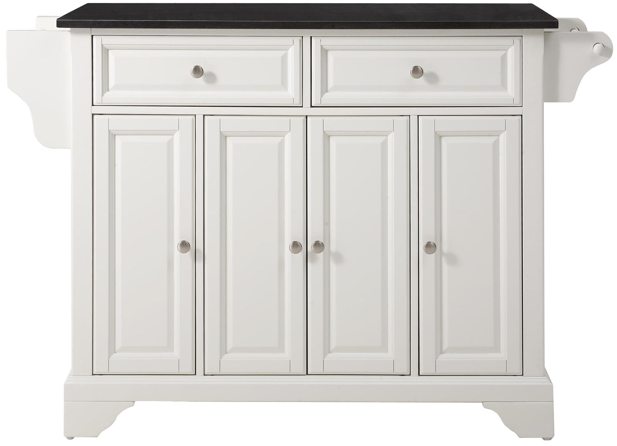 Crosley LaFayette White Granite Top Rolling Kitchen Island Cart with Storage - Microwave Stand & Spice Rack Organizer for Small Kitchen, Dining Room or Apartment
