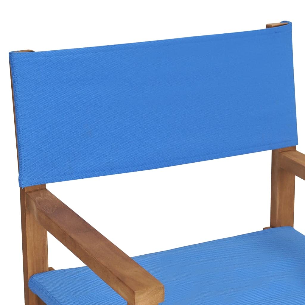Premium Solid Teak Wood Director's Chair - Blue Modern Folding Chair for Dining Room, Kitchen, Living Room, Garden, Indoor & Outdoor Use - Perfect for Home, Restaurant, Patio and Event Seating