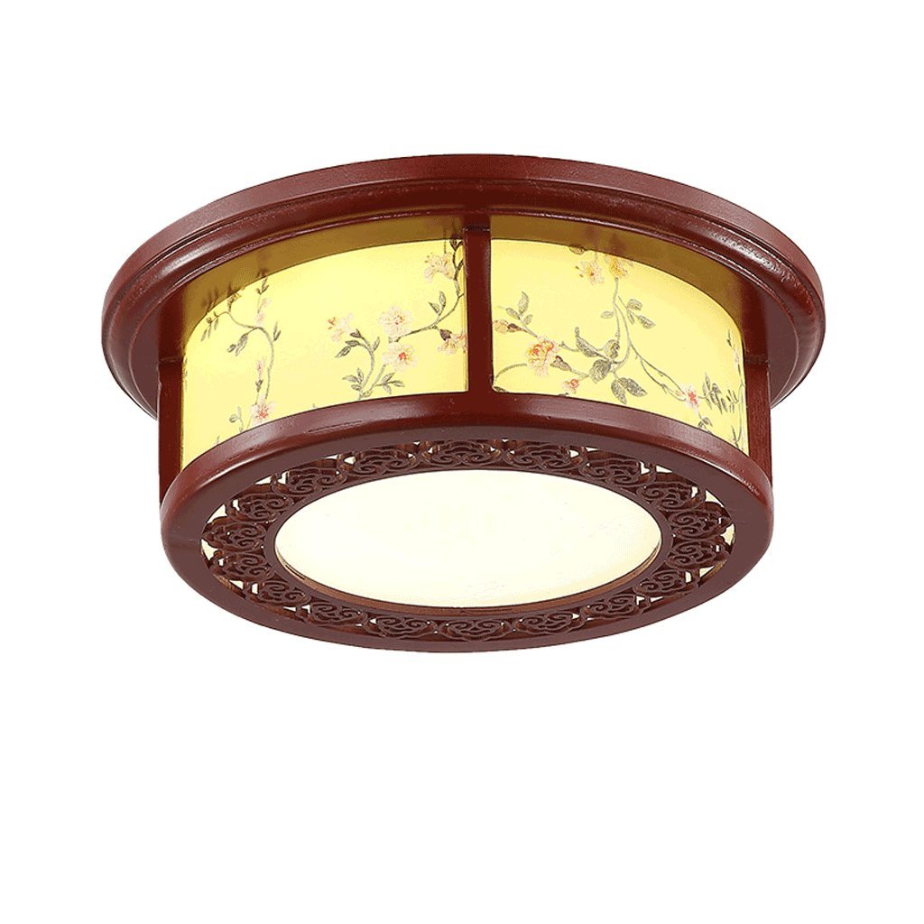 Vintage Round Wooden LED Ceiling Light - Classic Style Flush Mount Fixture for Living Room, Corridor, Bedroom & Dining Room - Energy Efficient & Dimmable Ambient Lighting