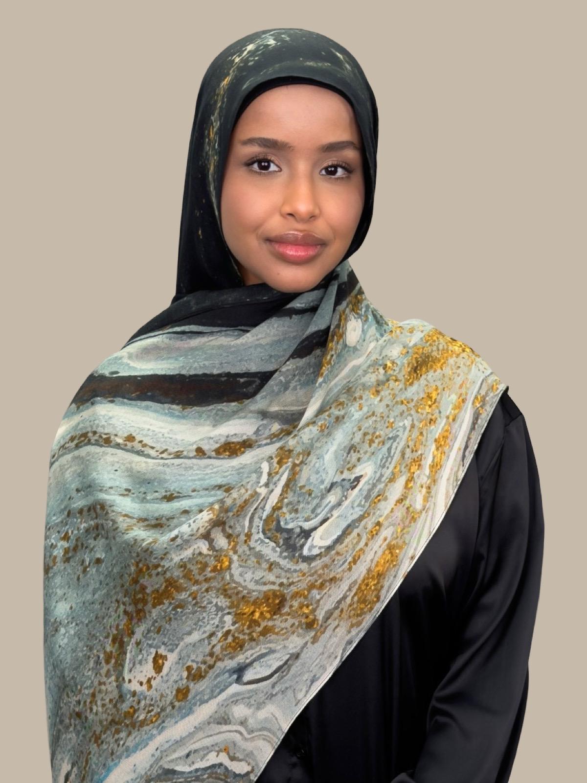 Print Modal Hijab Sedona Slate - Soft & Breathable Muslim Headscarf for Women - Perfect for Daily Wear, Prayer & Special Occasions