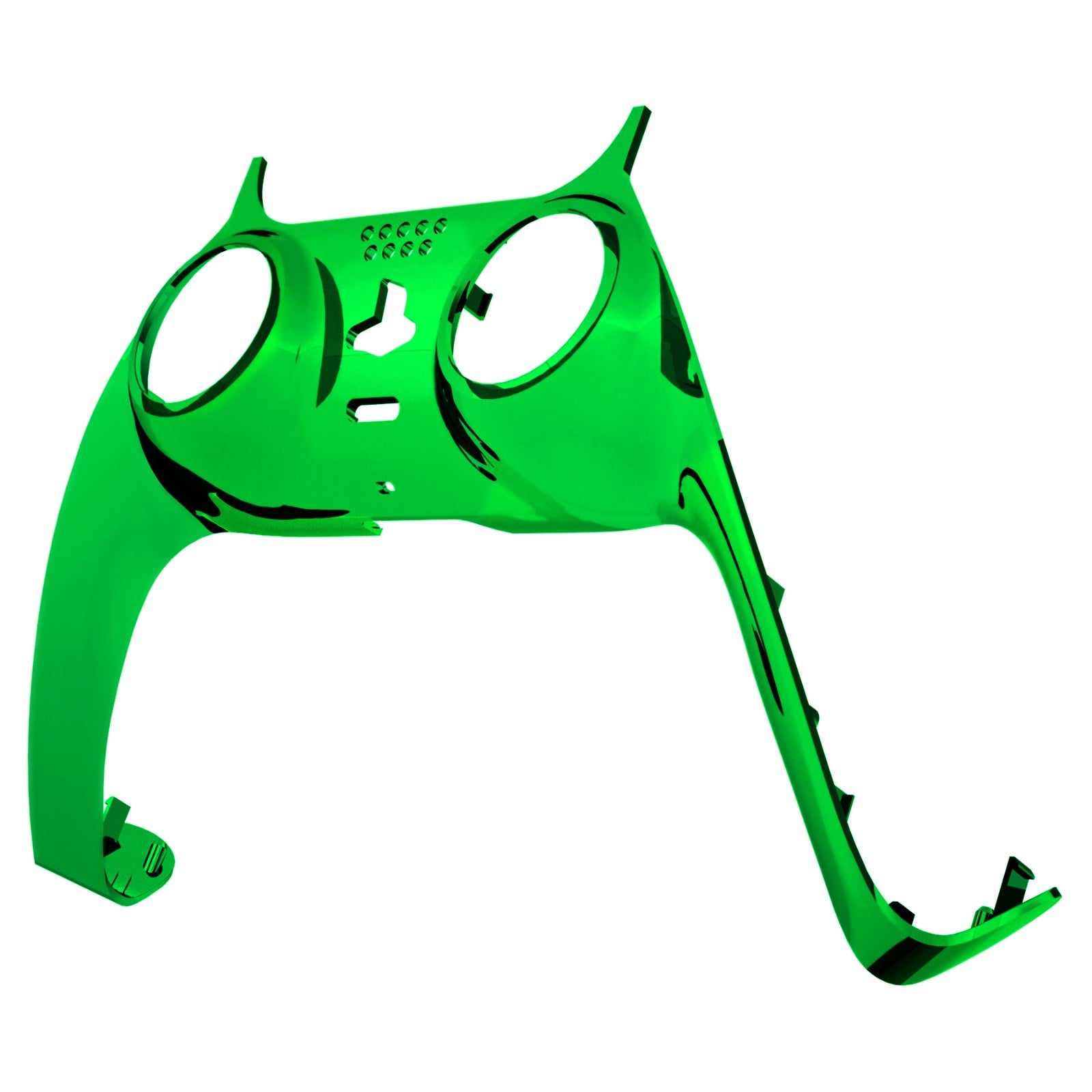 eXtremeRate Chrome Green PS5 Controller Shell Cover - DIY Replacement Faceplate with Accent Rings | Custom Decorative Trim for PS5 DualSense Controller (Model GPFD4006) | Perfect for Gaming, Modding & Personalization