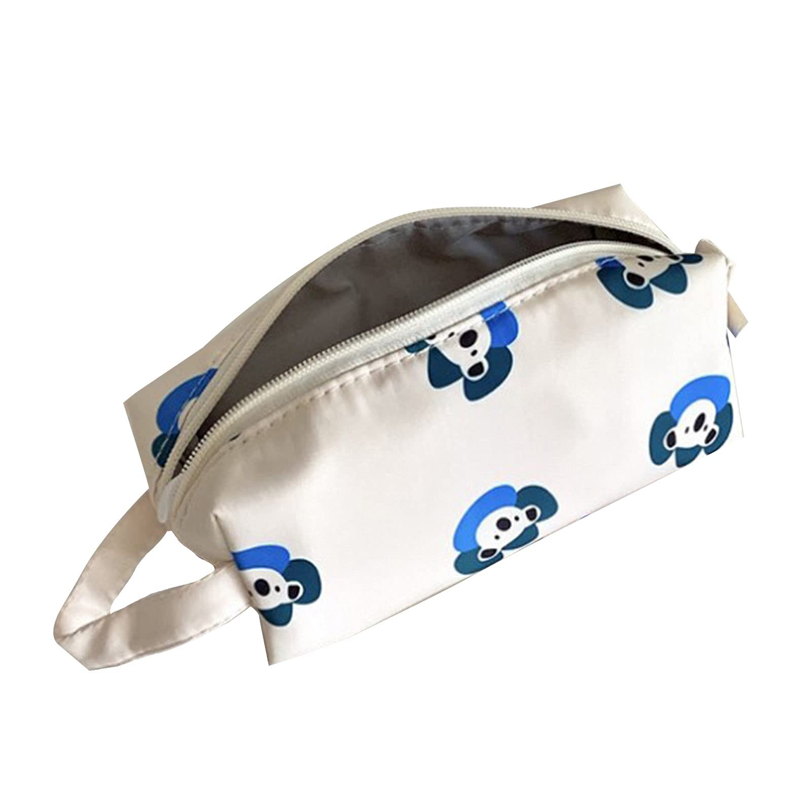 Cow Print Pencil Pouch with Lanyard - Nylon Cosmetic & Makeup Storage Bag for School, Office & Travel - Cute Dairy Cow Pattern Pencil Case for Students, Teachers & Professionals
