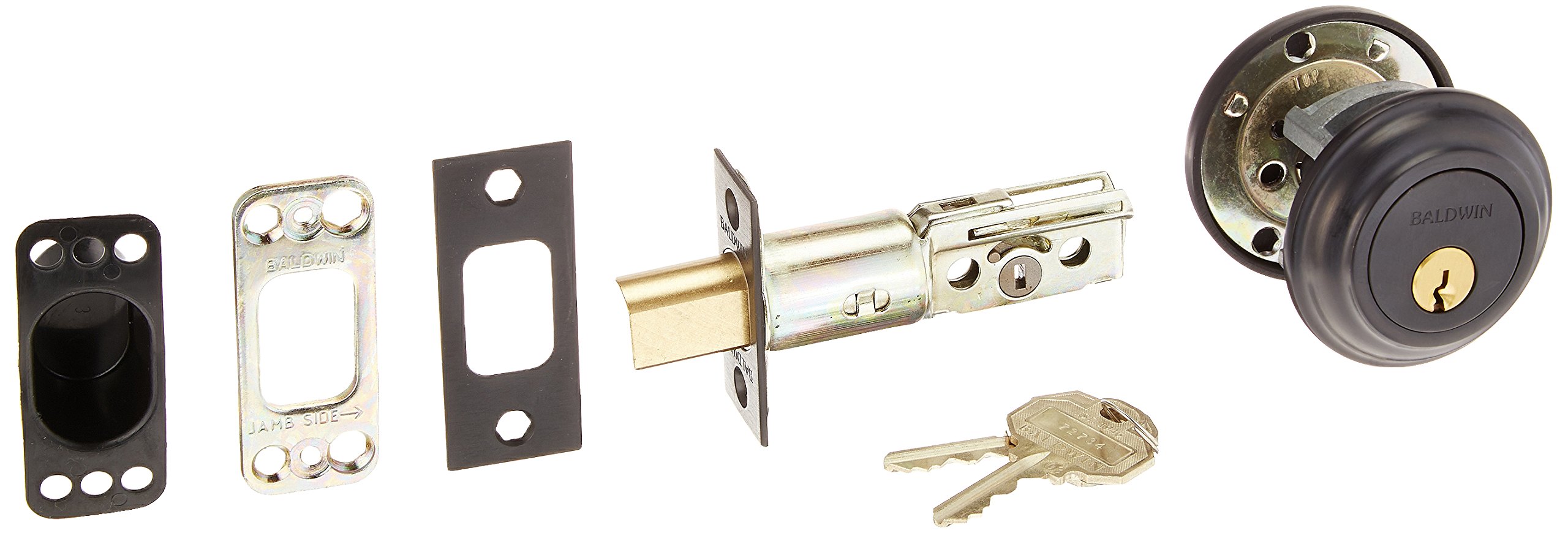 Baldwin Estate 8231.102 Low Profile Traditional Single Cylinder Deadbolt Lock in Oil Rubbed Bronze - Secure Your Home Doors & Entryways