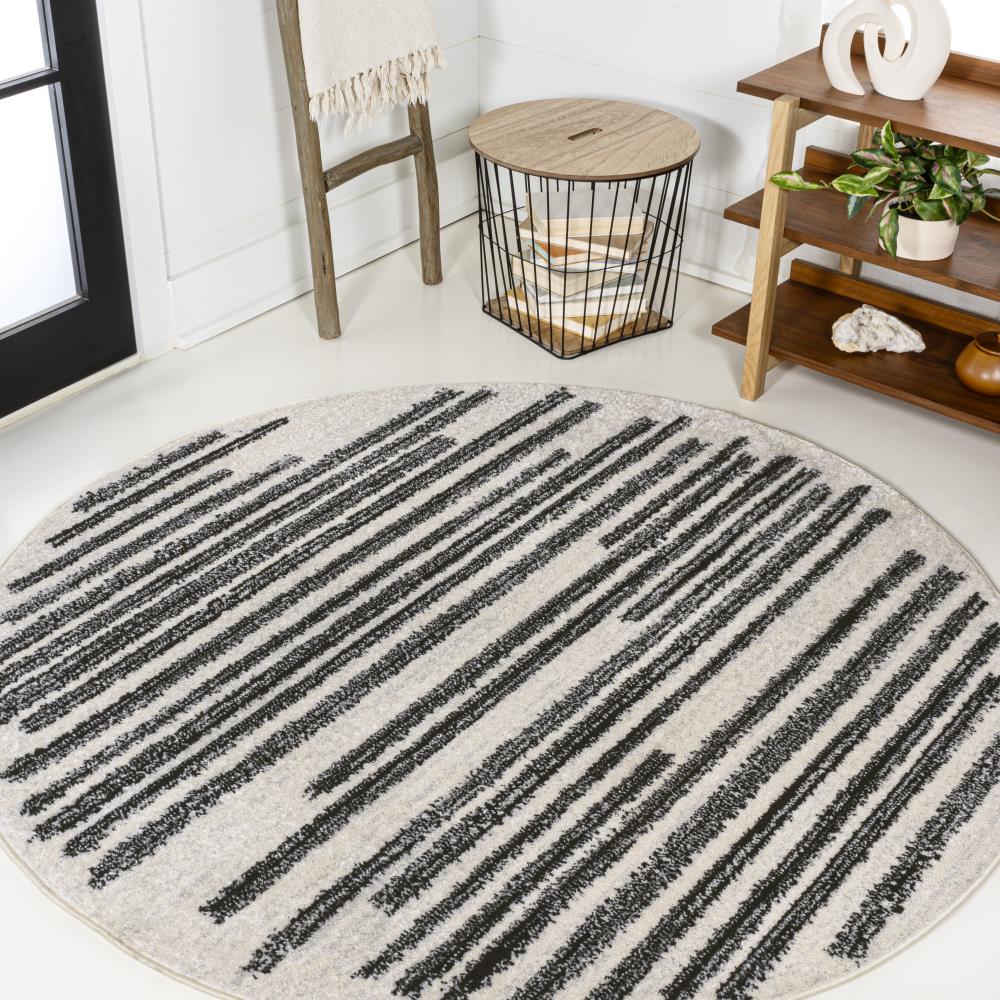 Khalil Modern Berber Stripe Area Rug - Soft Moroccan Style Non-Slip Living Room Carpet for Home Decor, Bedroom & Office