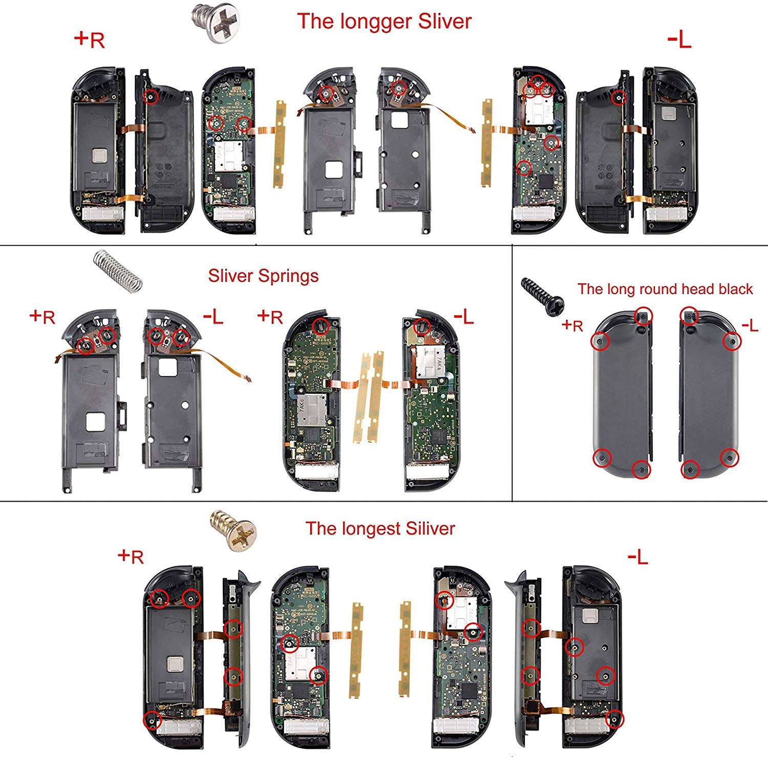 ExtremeRate Chrome Silver D-Pad & ABXY Button Replacement Kit for Nintendo Switch & OLED Joy-Con - Full Set with SR SL L R ZR ZL Triggers & Springs (D-Pad Compatible with ExtremeRate Shell Only) - Perfect for DIY Repairs & Controller Customization