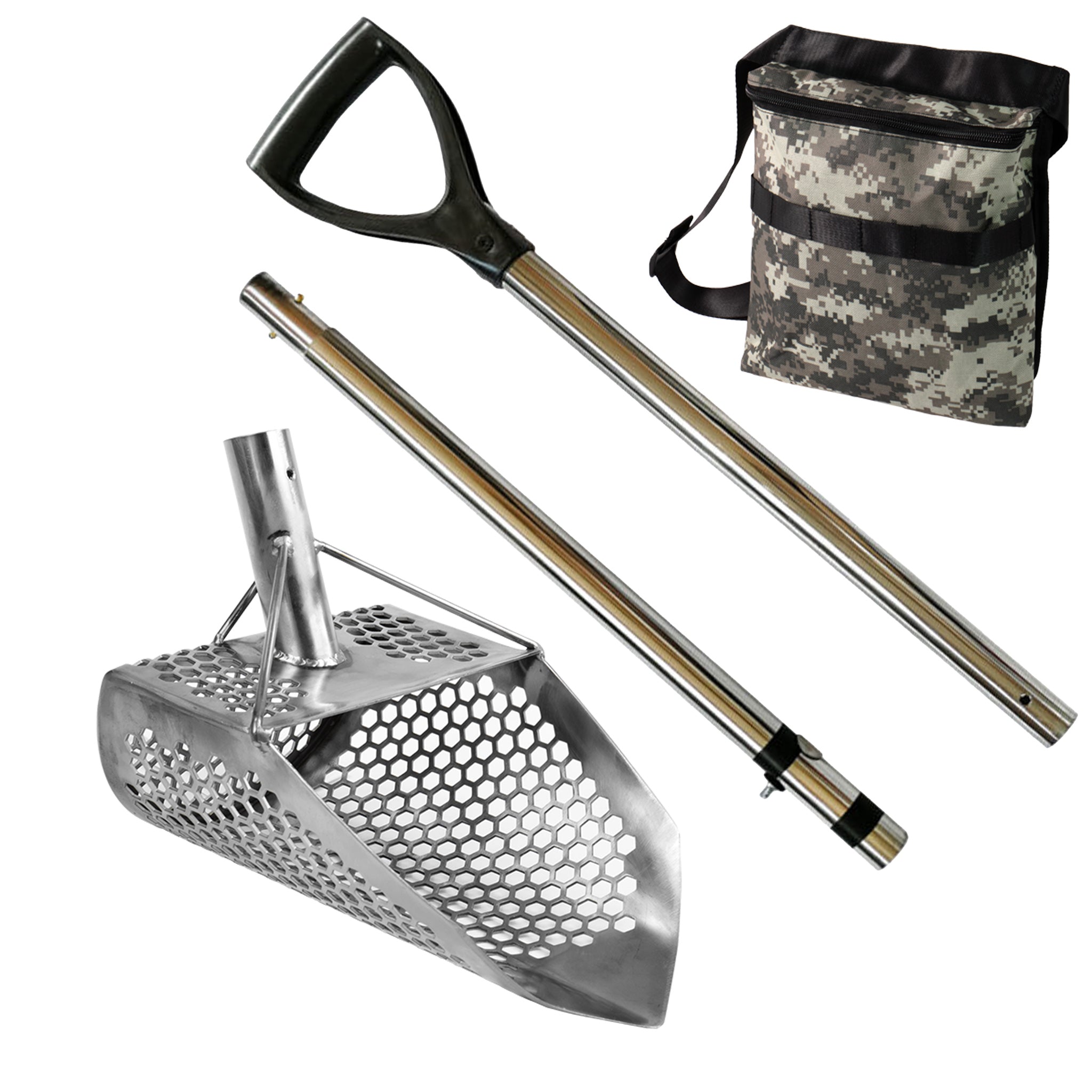 Dune Scoops Orca 11.5 x 8 Inch Stainless Steel Sand Scoop with 10mm Holes & Pointed Tip - Perfect for Beach Metal Detecting, Treasure Hunting & Gold Prospecting