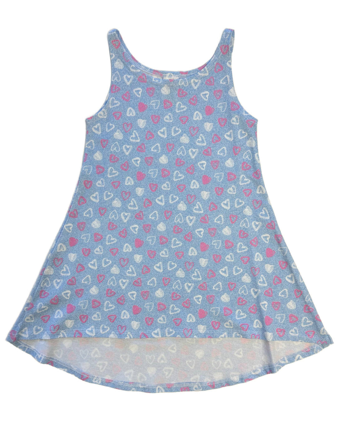 Denim Heart Tank Dress for Women - Casual Summer Sleeveless Stretch Denim Dress with Heart Print - Perfect for Beach, Vacation, and Date Nights