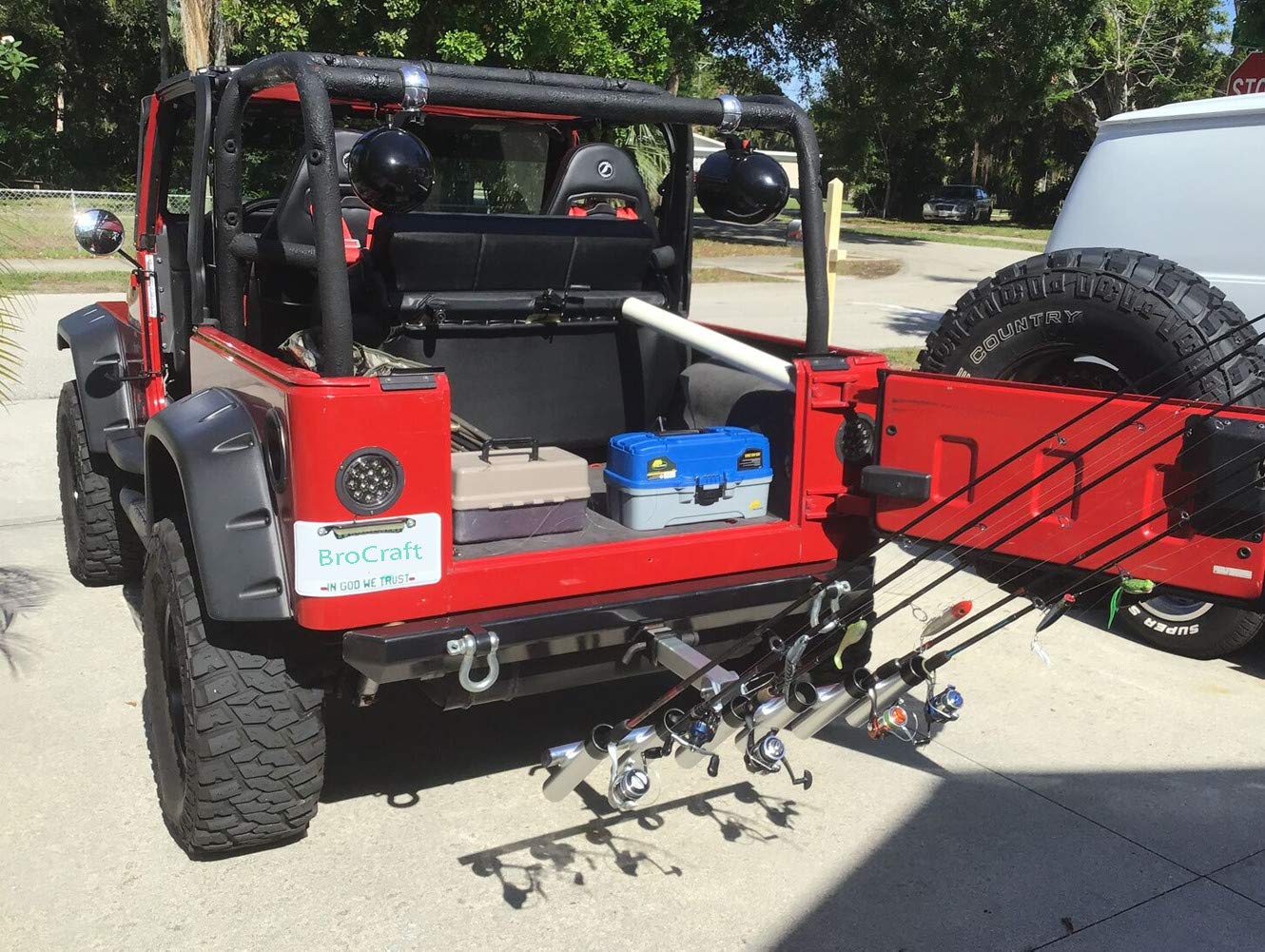Brocraft Hitch Mount 6 Pole Fishing Rod Holder - Heavy Duty Truck Rod Rack for Pickup & SUV - Perfect for Beach, Lake & River Fishing Adventures