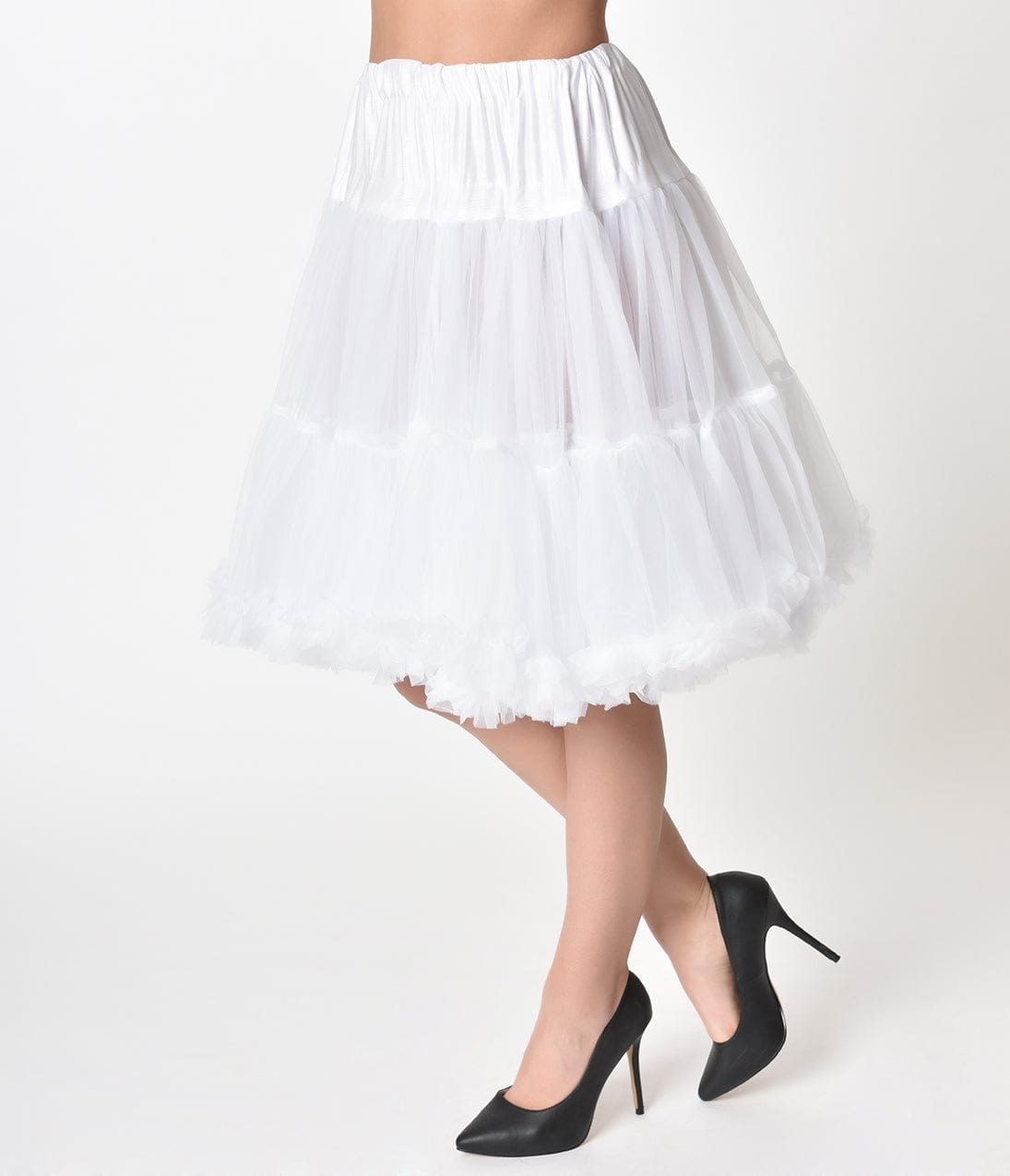 Vintage 1950s White Retro Style Ruffled Petticoat Crinoline - Classic Swing Dance Skirt for Rockabilly, Pinup Fashion & Wedding Attire