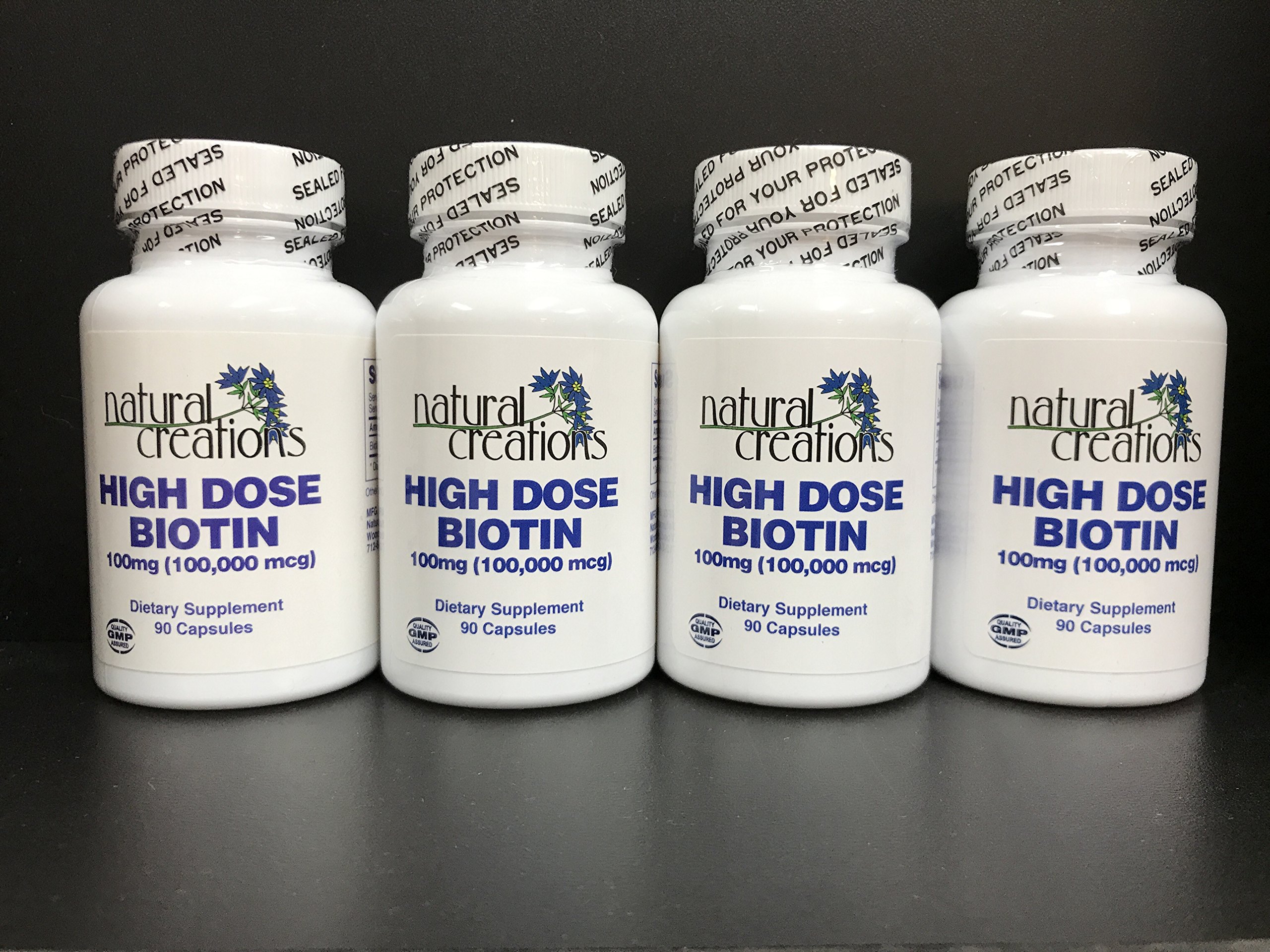 High Dose Biotin Supplement Bundle - 4 Bottles x 90 Capsules for Hair, Skin & Nails Growth | 360-Day Supply for Women & Men | Supports Healthy Hair Growth & Strong Nails