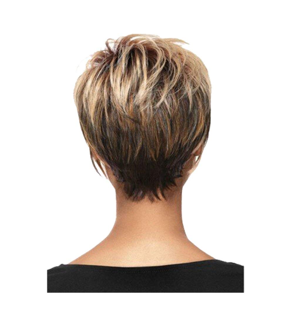 Umeet Short Bob Blonde Mixed Brown Synthetic Wig for Women - Fluffy Straight Hair with Free Wig Cap | Daily Wear, Cosplay, Halloween Costume, Party & Special Occasions
