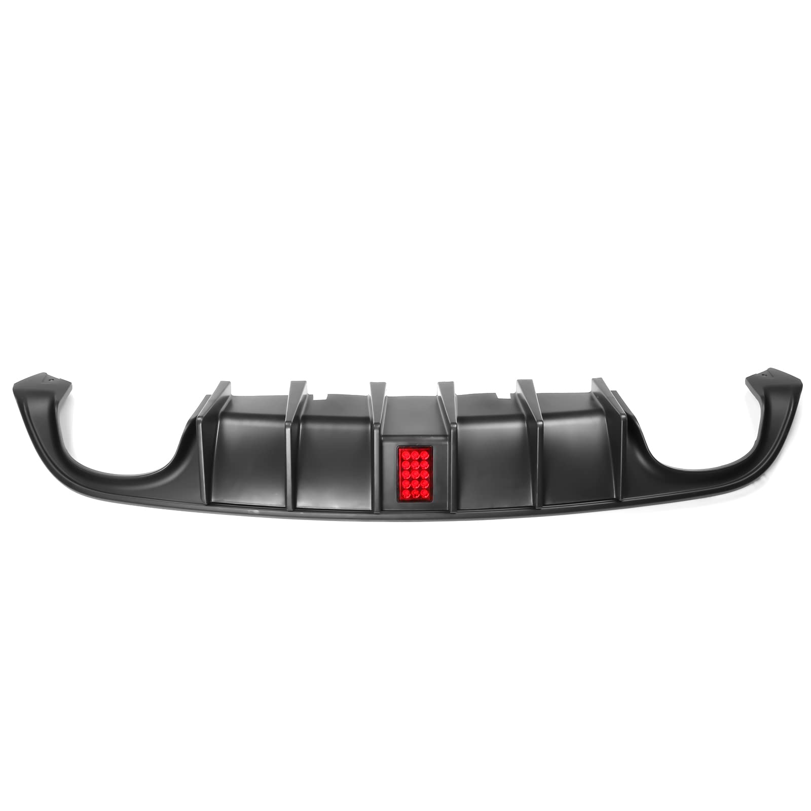 FREEMOTOR802 Rear Diffuser with LED Light for 2015-2023 Dodge Charger | IKON V4 Style Matte Black Quad Exhaust Tips | Bumper Lip & Shark Fins | PP Material | Upgrade Your Charger's Rear Styling for Street & Show Car Looks