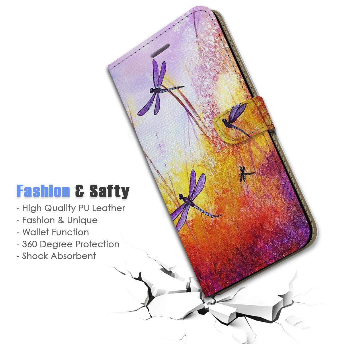 Samsung Galaxy A51 4G Flip Wallet Phone Case Cover - A21092 Dragonfly Design | Protective Leather Case with Card Holder for Everyday Use