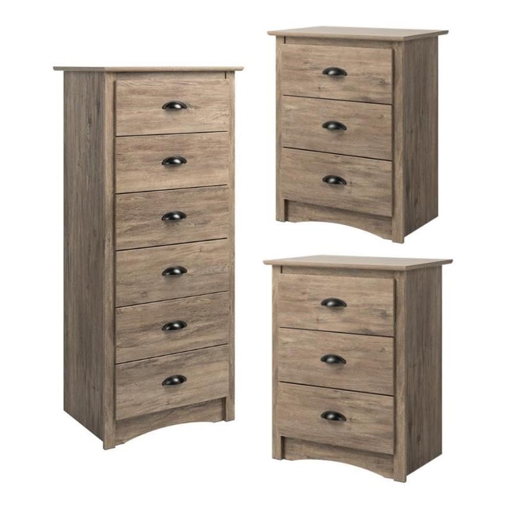Home Square 3-Piece Bedroom Furniture Set - 2 Nightstands with 3 Drawers & 6-Drawer Dresser - Perfect for Master Bedroom, Guest Room or Apartment Storage