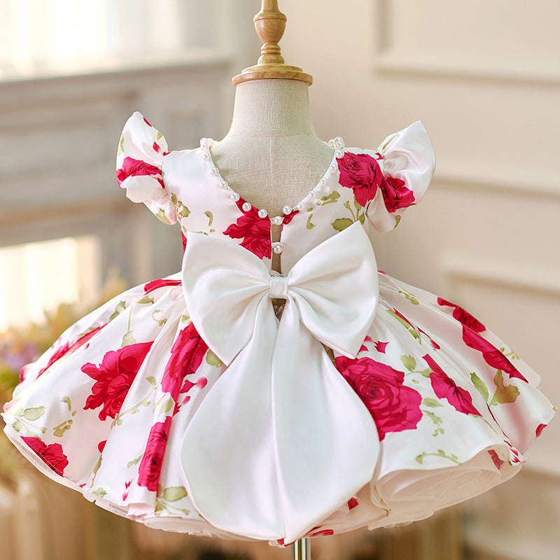 Flower Girl Dress for Baby Girls - Elegant Rose Princess Gown for Weddings, Baptisms & Special Occasions