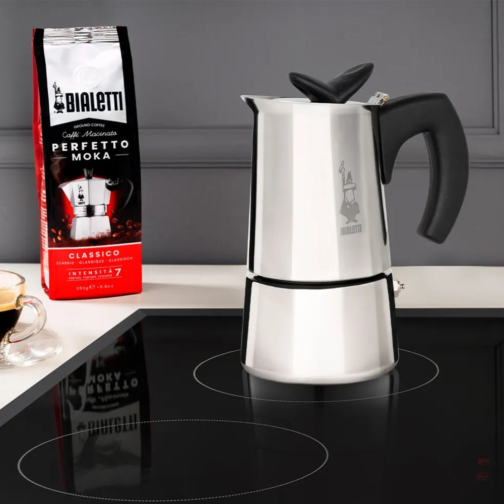 Bialetti Musa 6 Cup Stovetop Espresso Maker - Stainless Steel Moka Pot for Perfect Italian Coffee at Home, Camping & Office Use